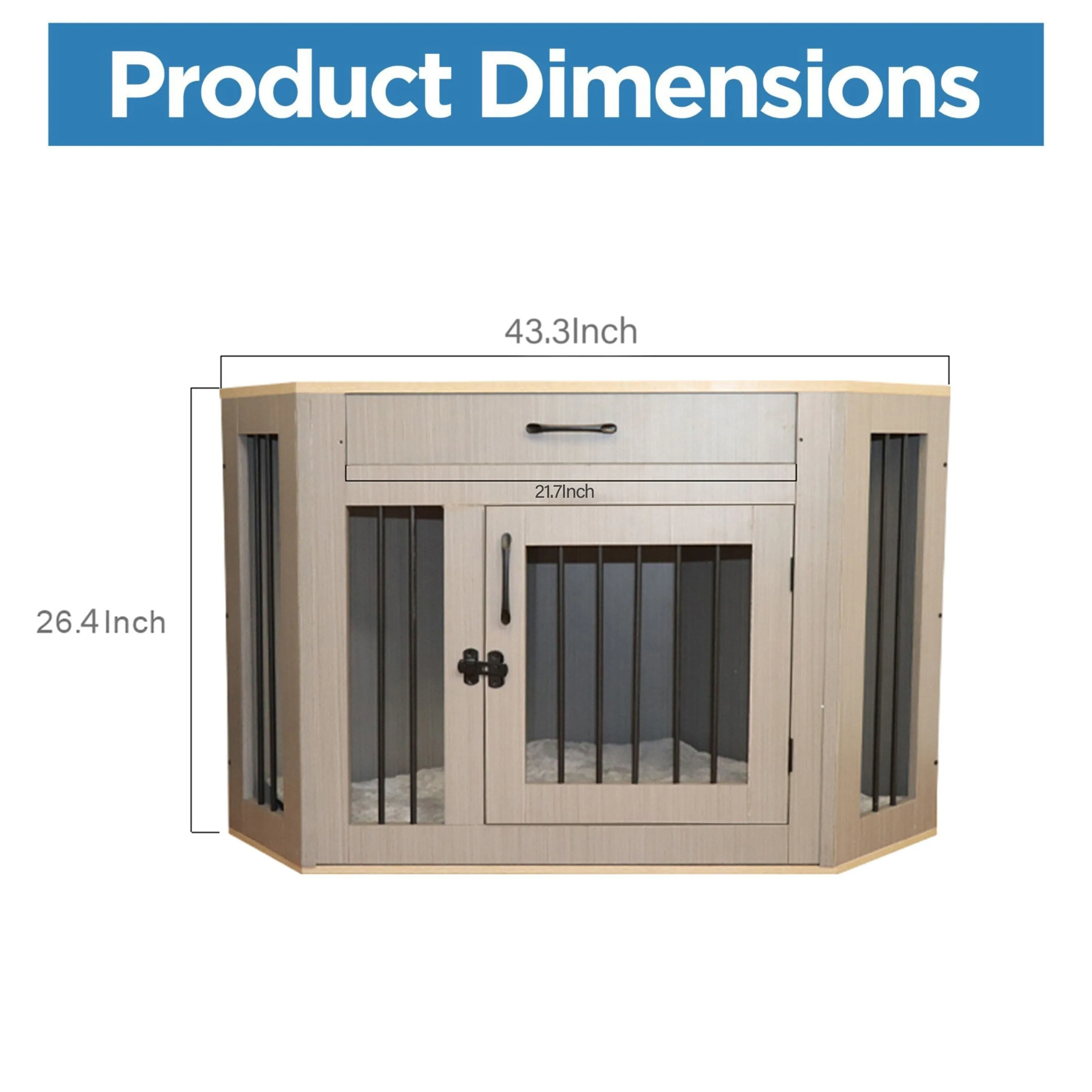 ALEKO Dog Crate Furniture Cage Kennel with Cushion Drawer for Small Medium Pet