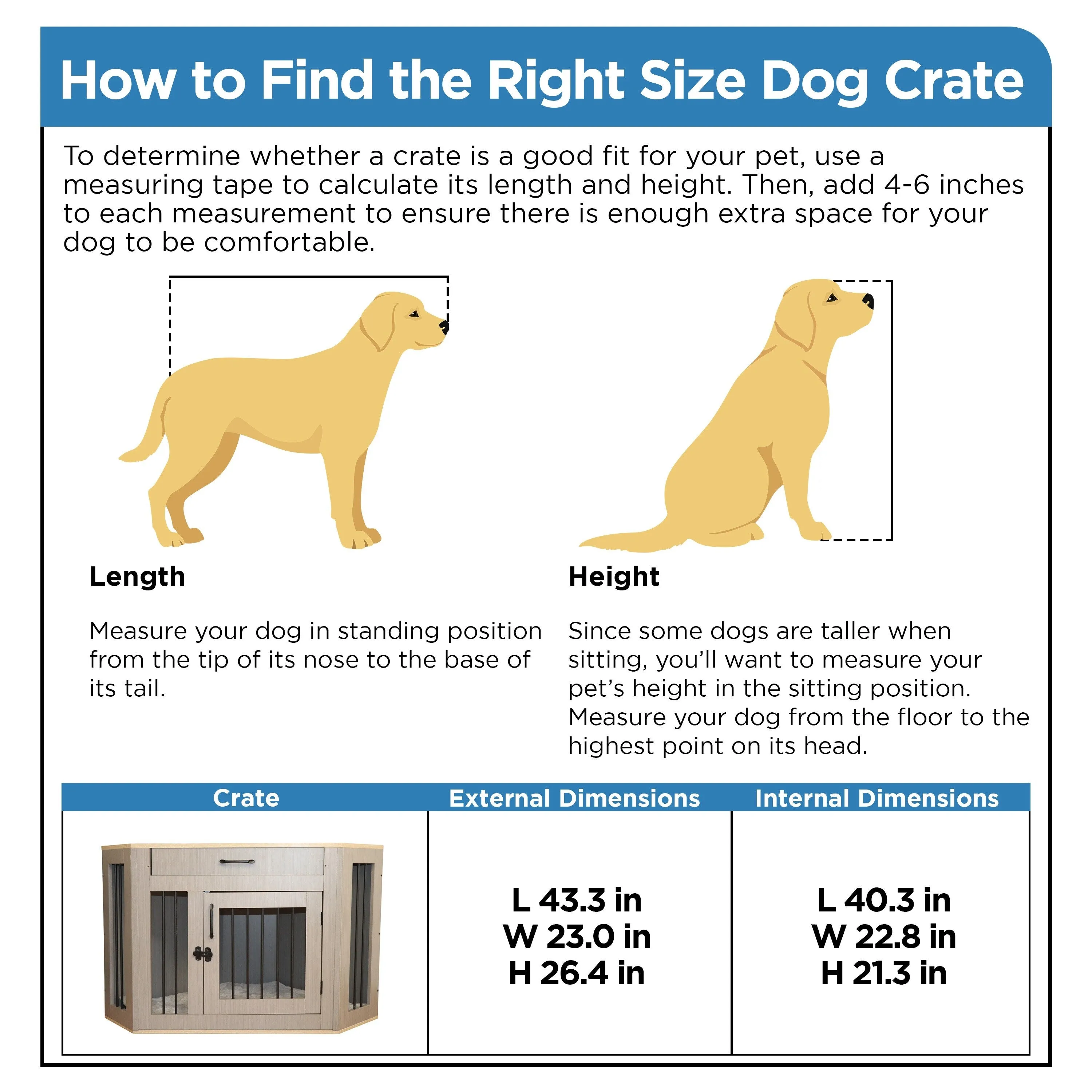 ALEKO Dog Crate Furniture Cage Kennel with Cushion Drawer for Small Medium Pet