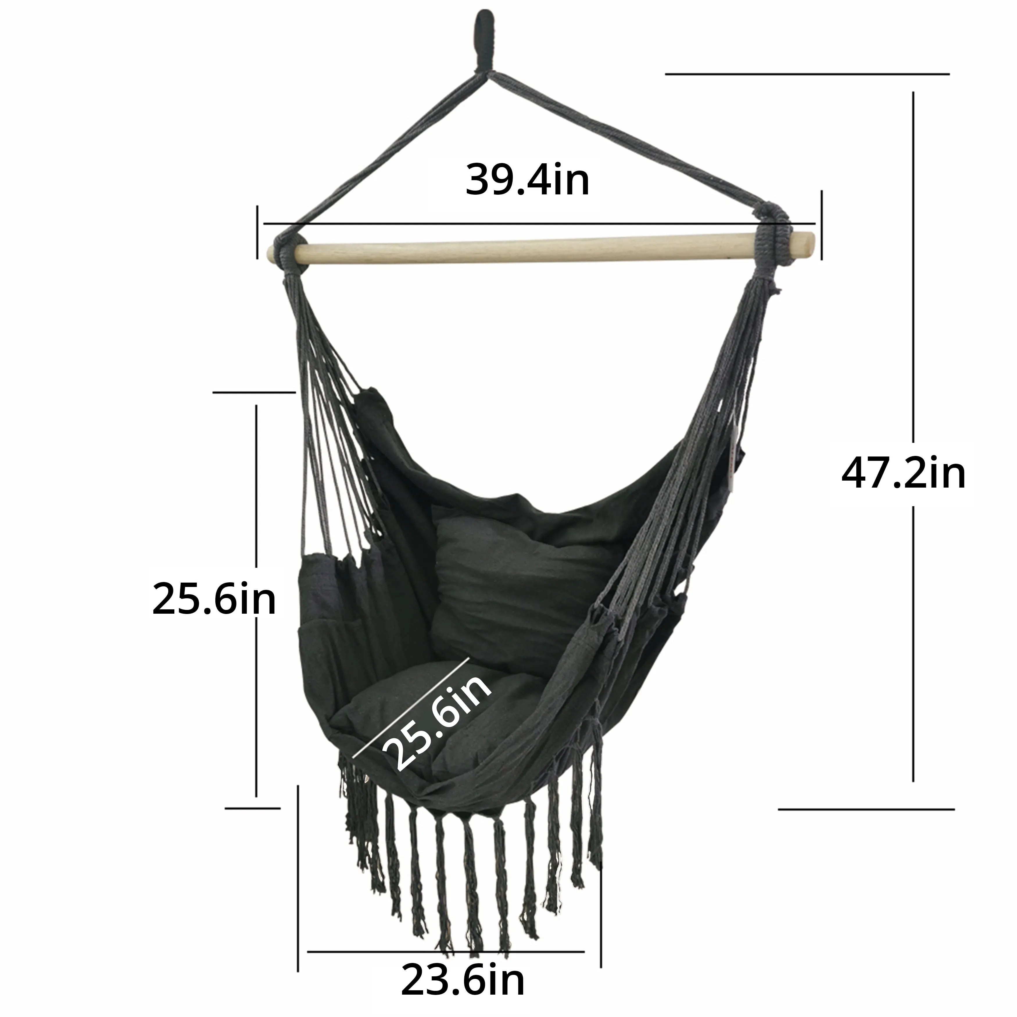 ALEKO Patio Hanging Rope Swing Hammock Chair Side Pocket Supports up to 440 lbs