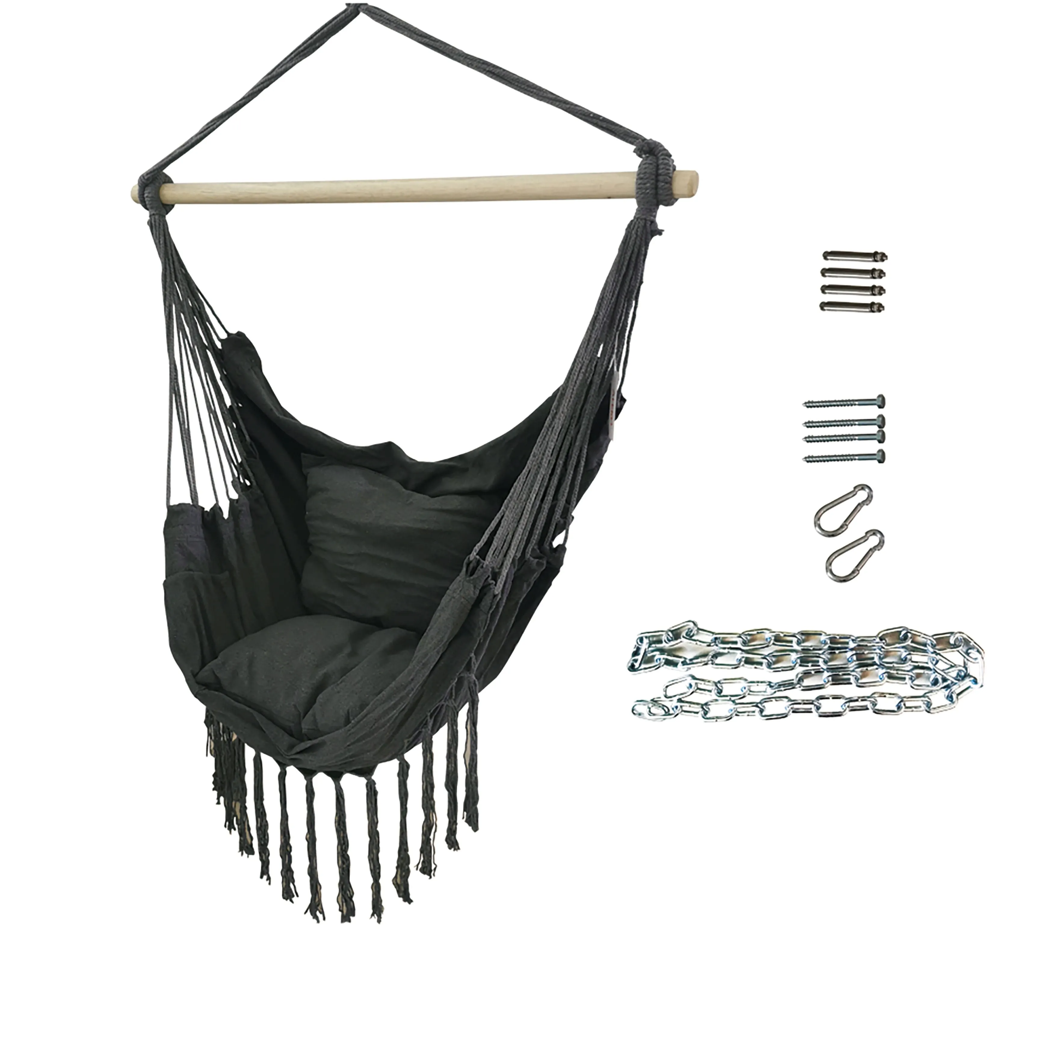 ALEKO Patio Hanging Rope Swing Hammock Chair Side Pocket Supports up to 440 lbs