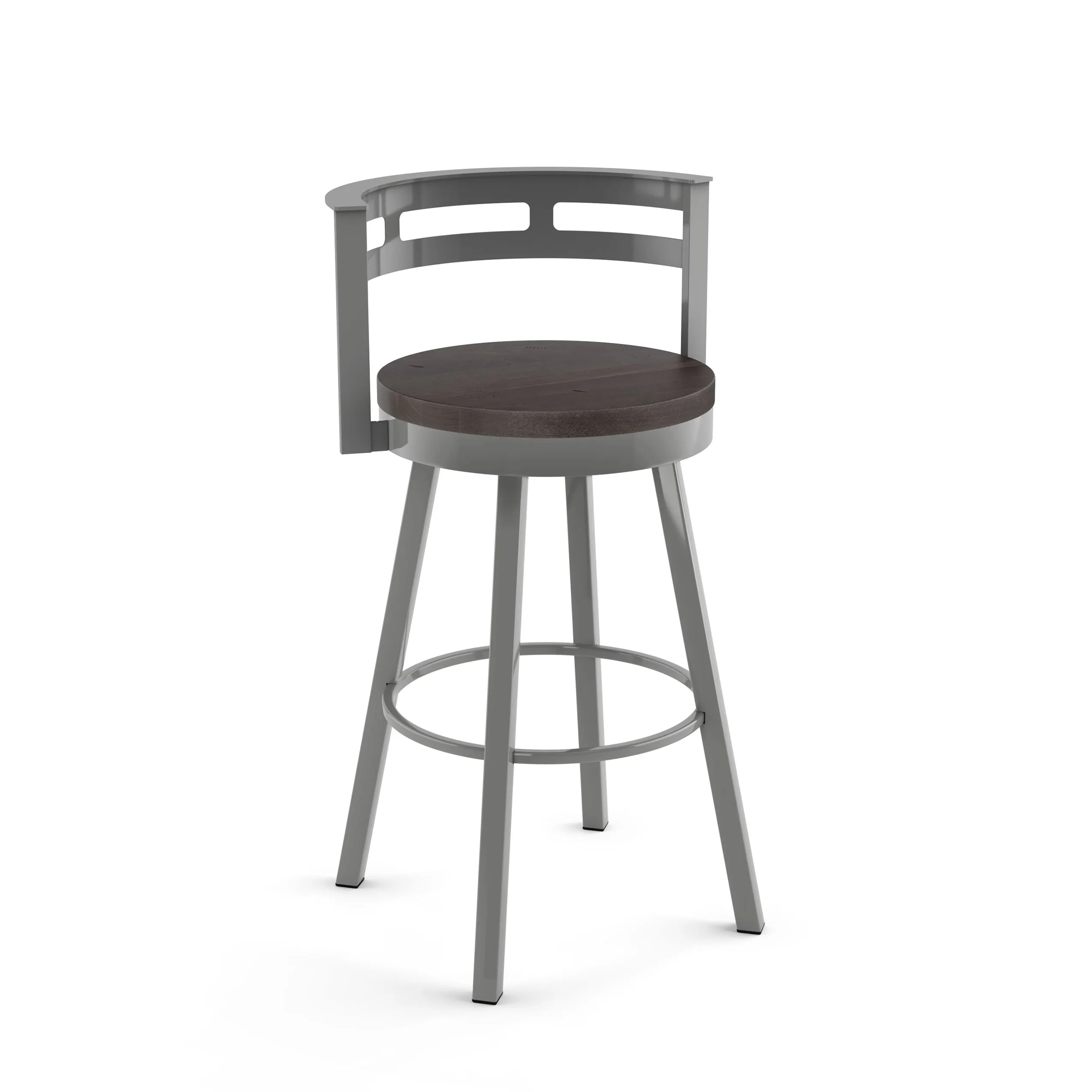Amisco Vector Swivel Counter Stool with Distressed Wood Seat