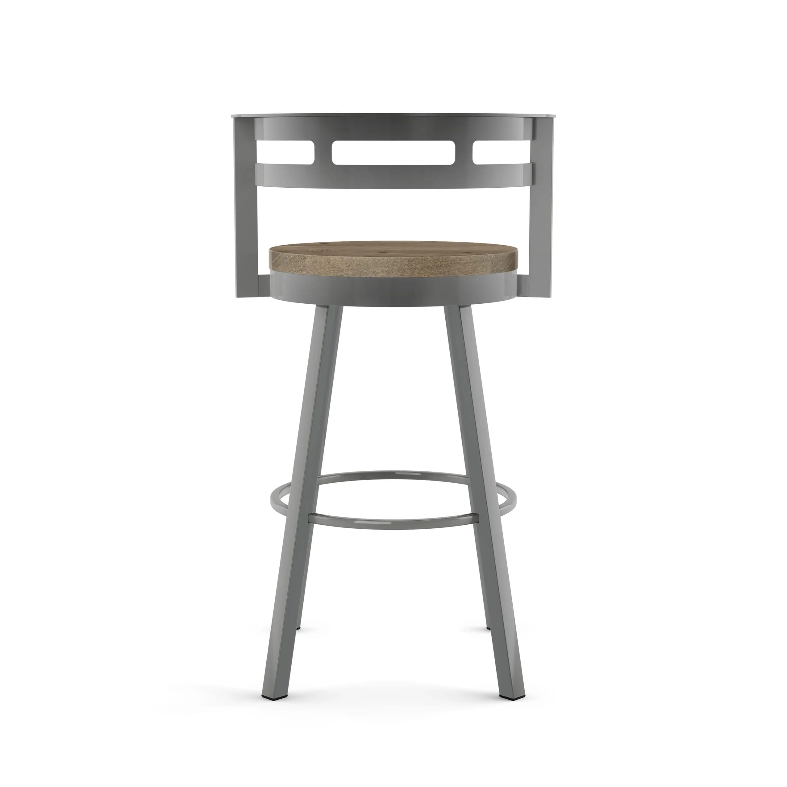 Amisco Vector Swivel Counter Stool with Distressed Wood Seat