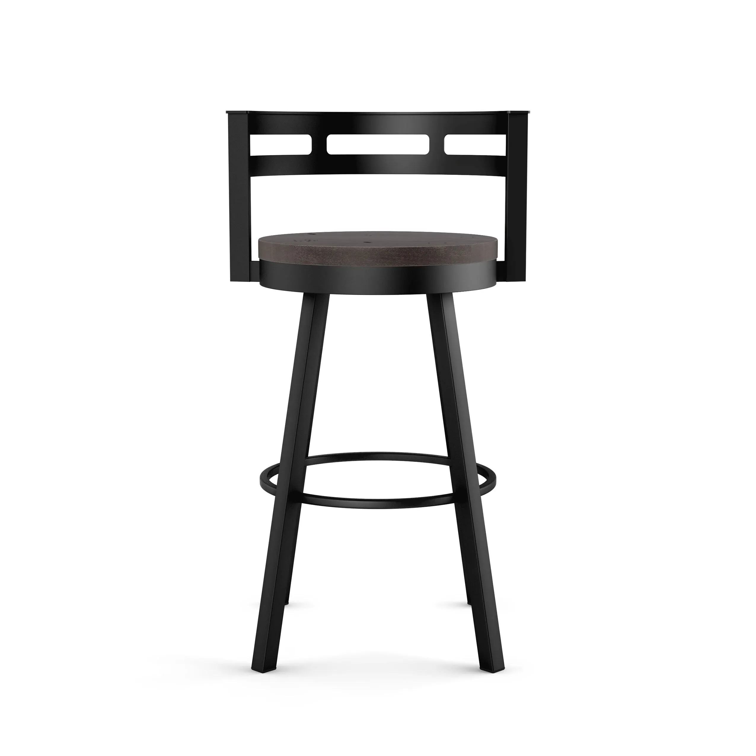 Amisco Vector Swivel Counter Stool with Distressed Wood Seat