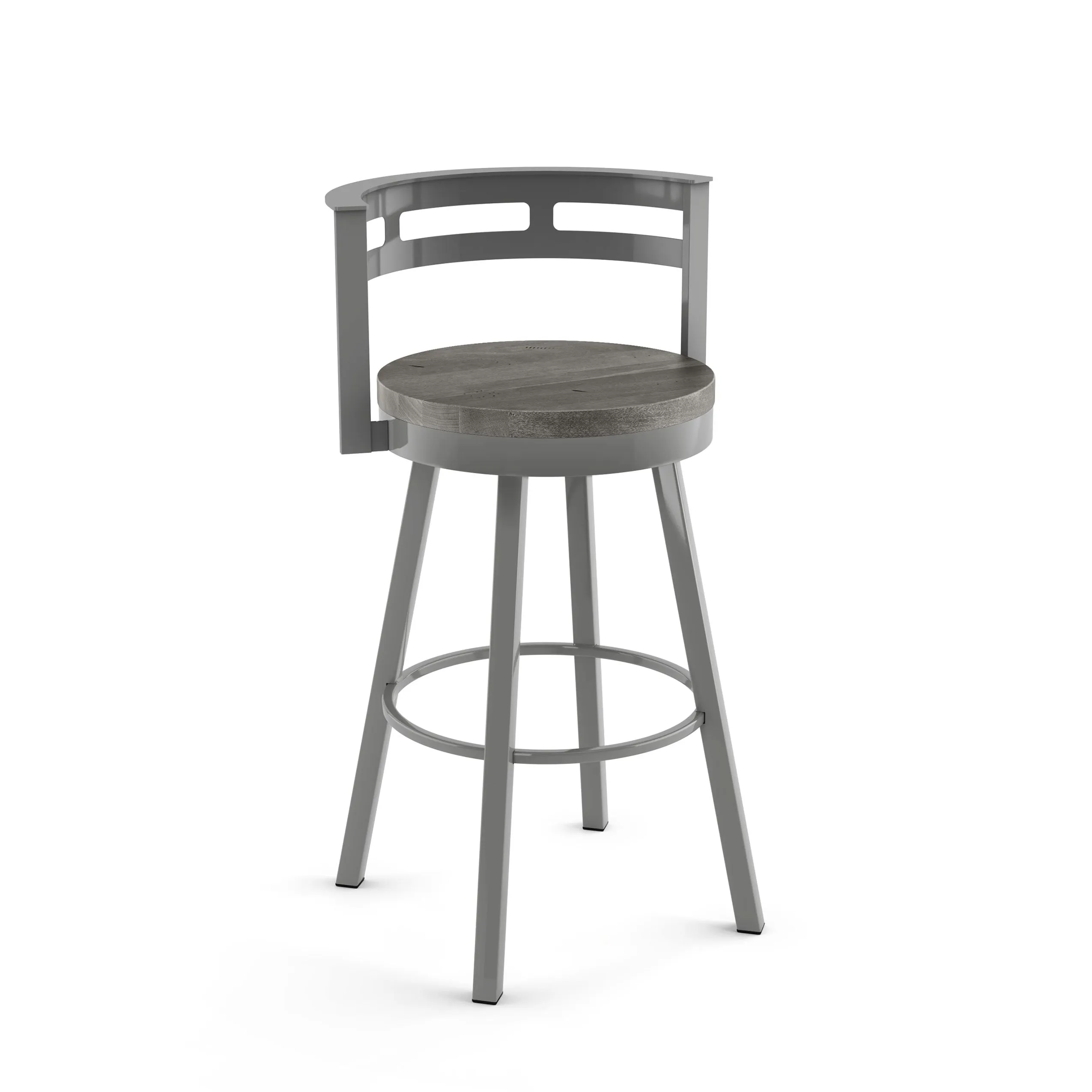 Amisco Vector Swivel Counter Stool with Distressed Wood Seat
