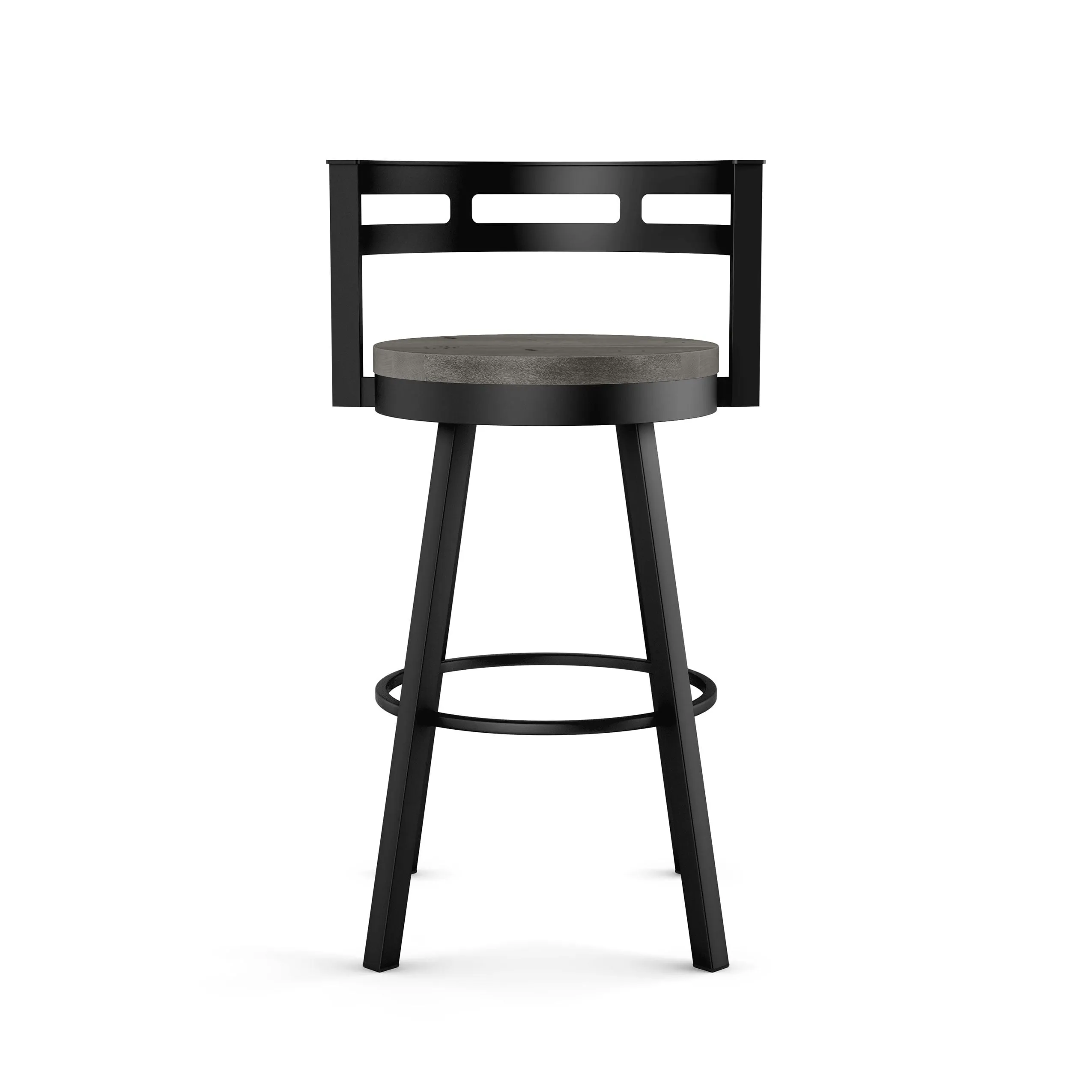 Amisco Vector Swivel Counter Stool with Distressed Wood Seat