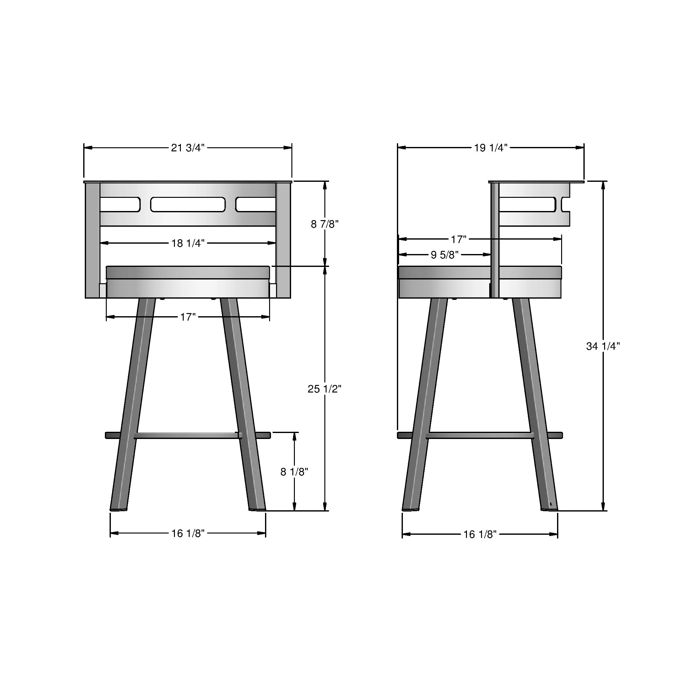 Amisco Vector Swivel Counter Stool with Distressed Wood Seat