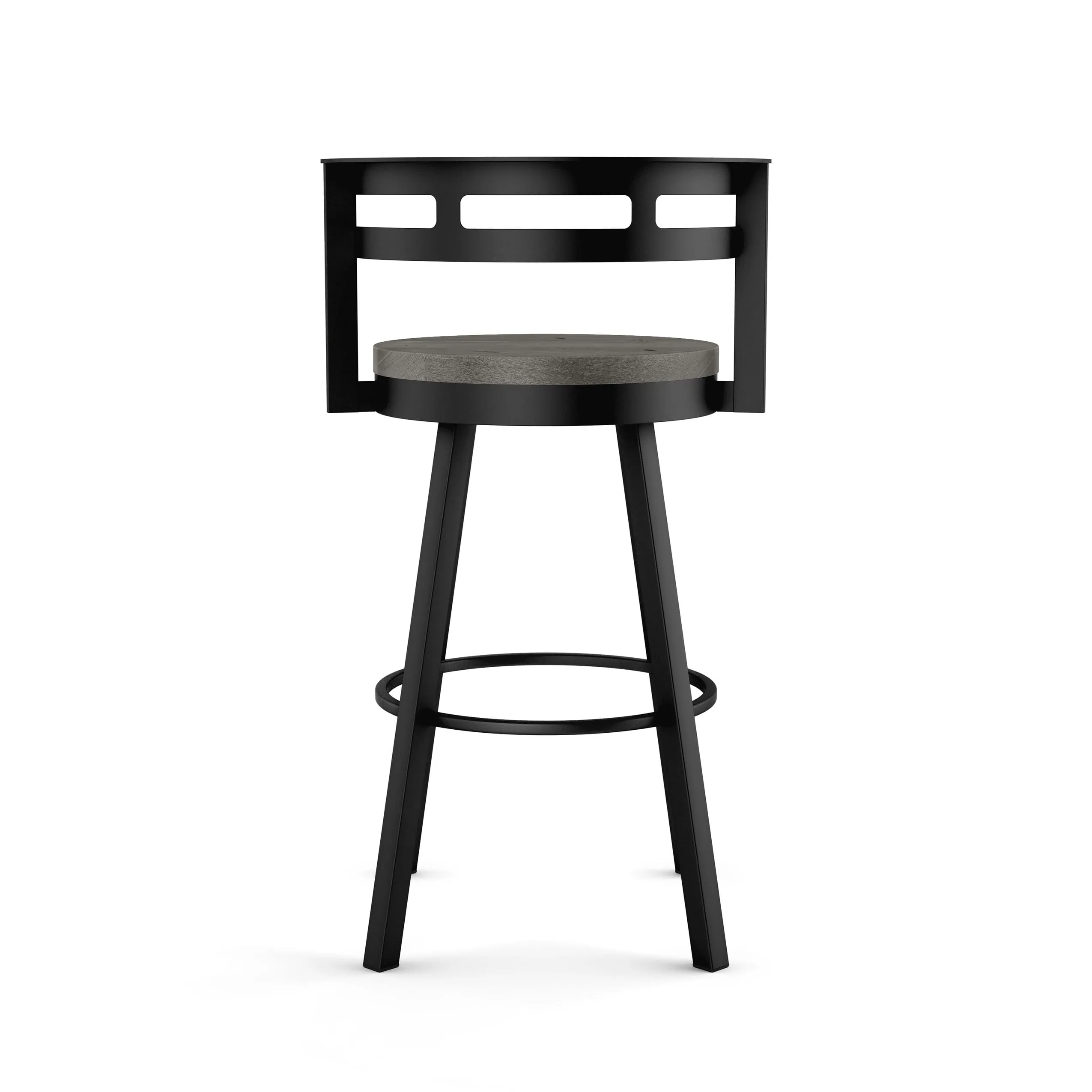 Amisco Vector Swivel Counter Stool with Distressed Wood Seat
