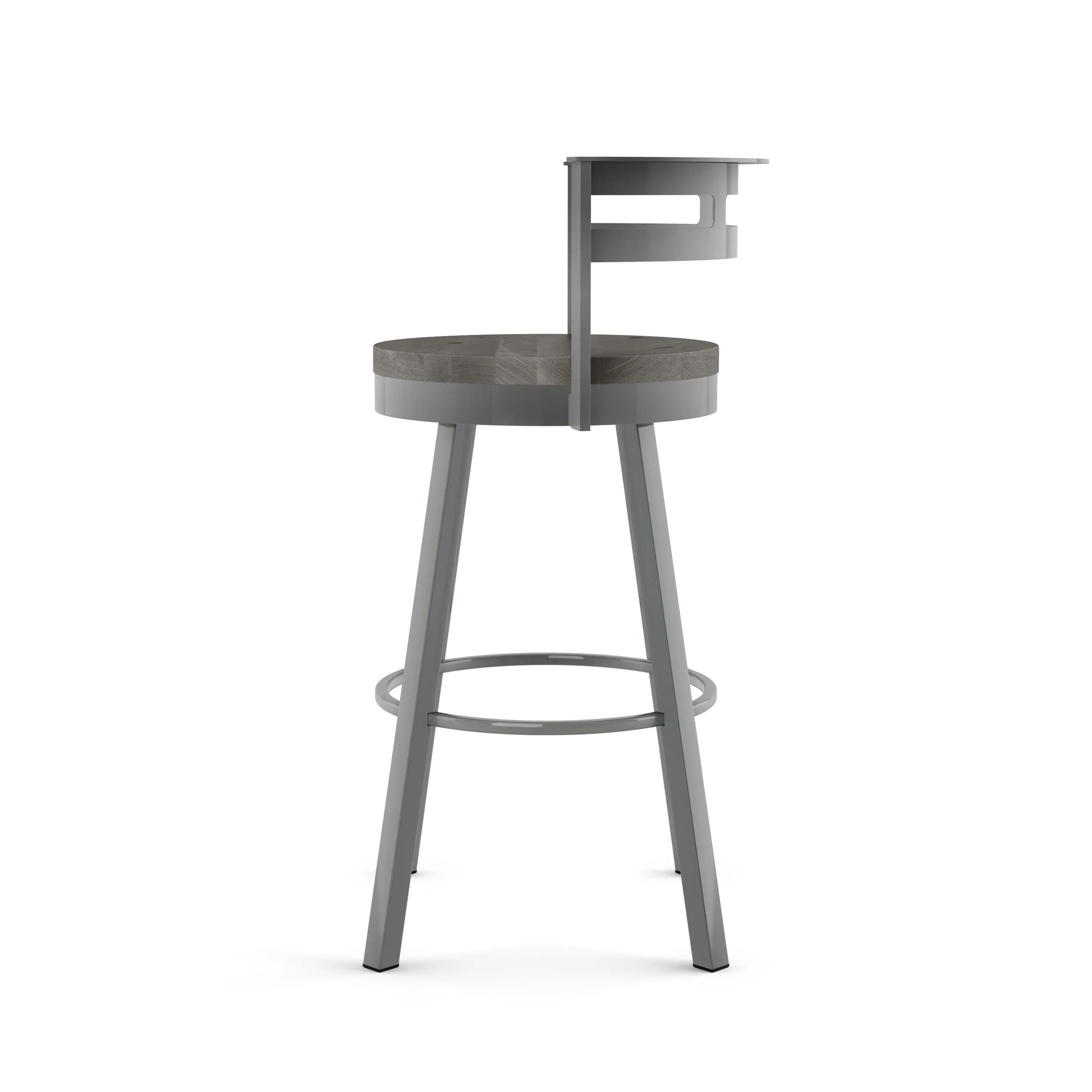 Amisco Vector Swivel Counter Stool with Distressed Wood Seat