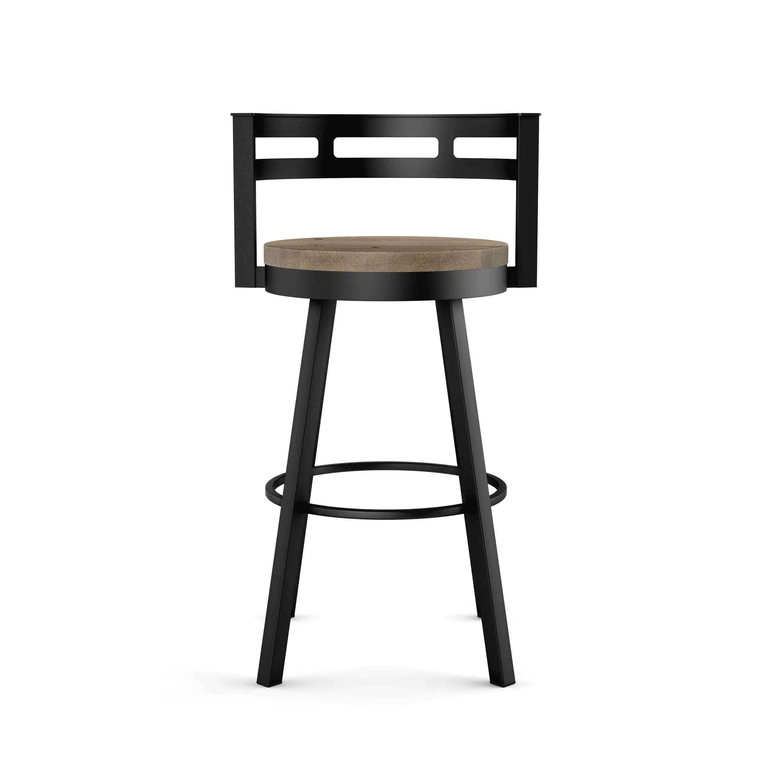 Amisco Vector Swivel Counter Stool with Distressed Wood Seat