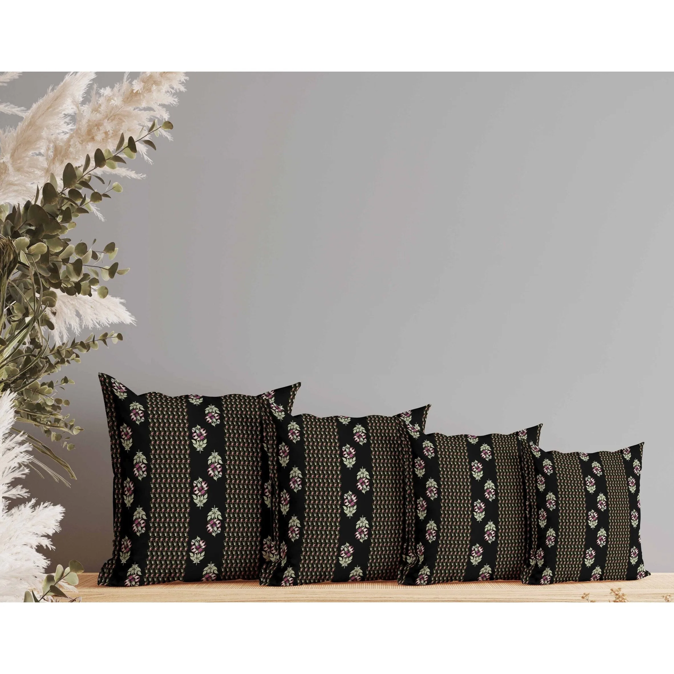 Anemone Artistry Faux Suede Reversible Throw Pillow Black and Pink