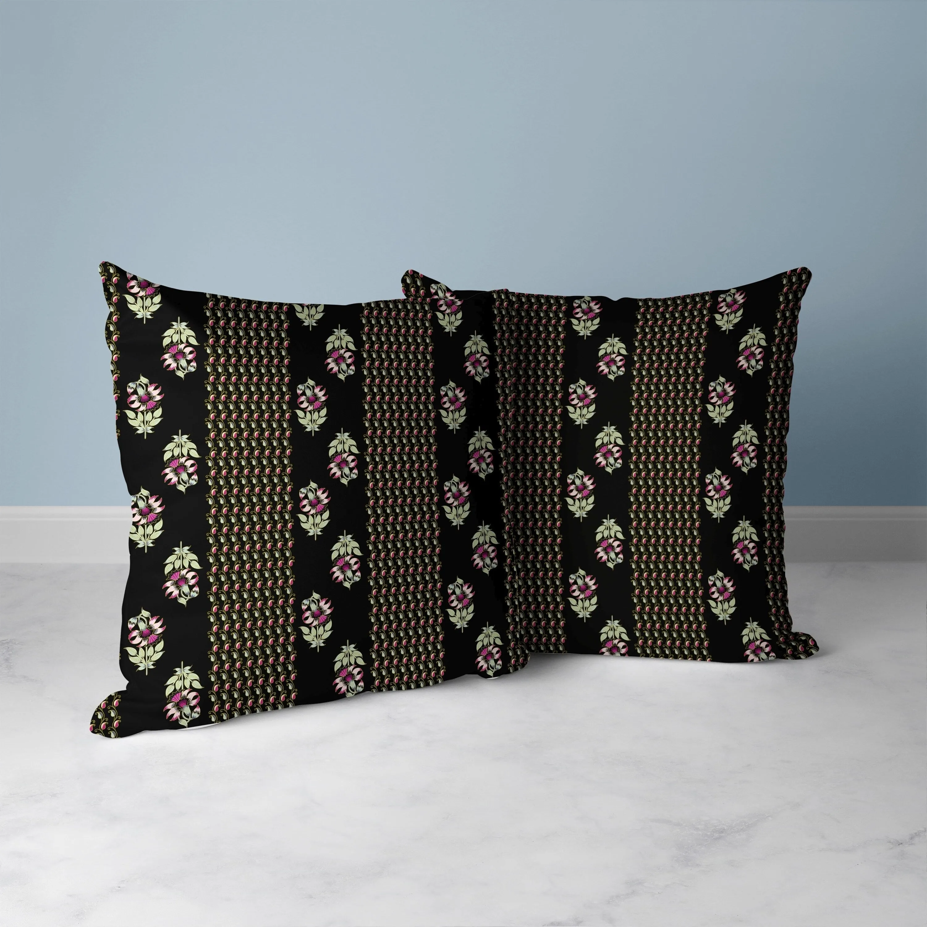 Anemone Artistry Faux Suede Reversible Throw Pillow Black and Pink