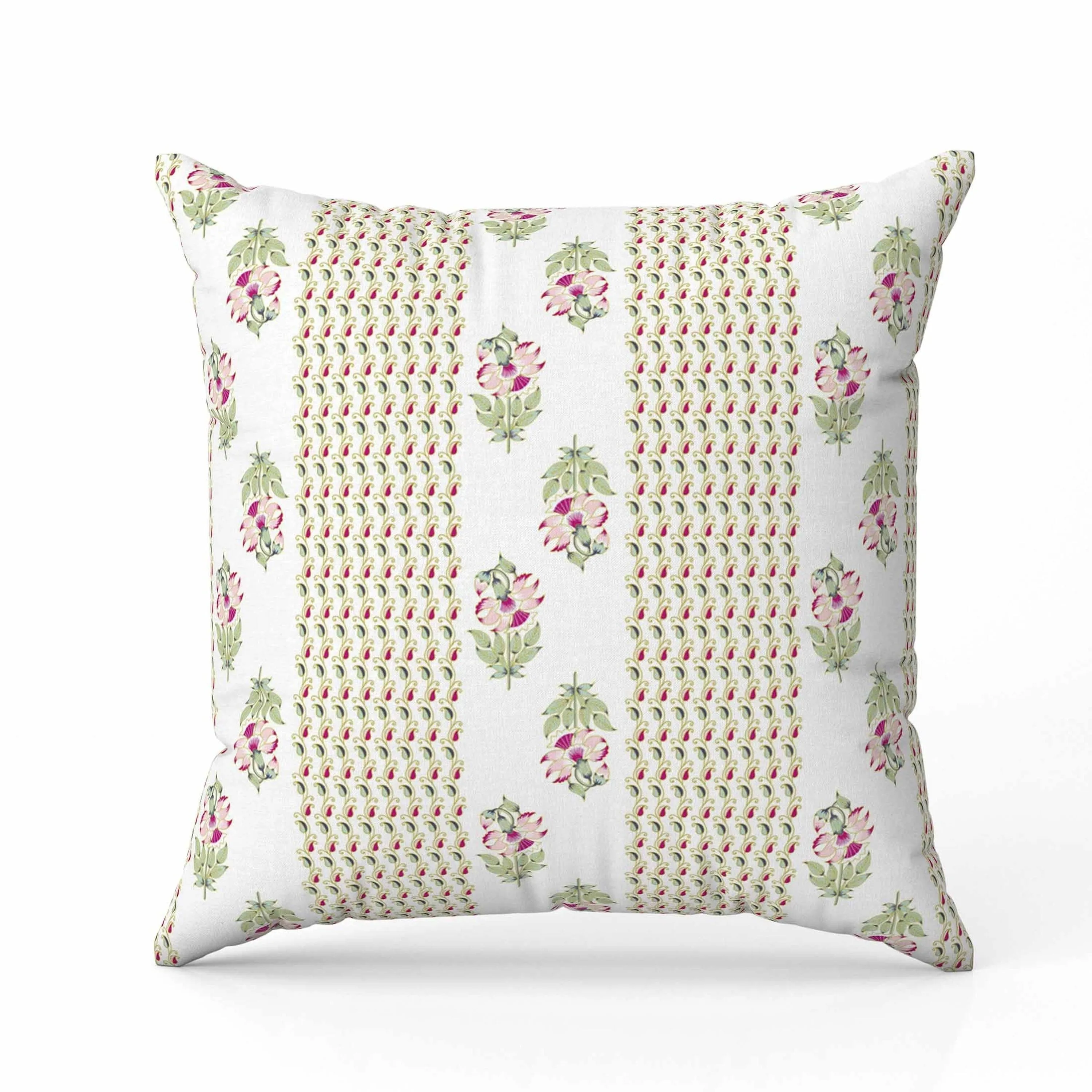 Anemone Artistry Faux Suede Reversible Throw Pillow White and Green