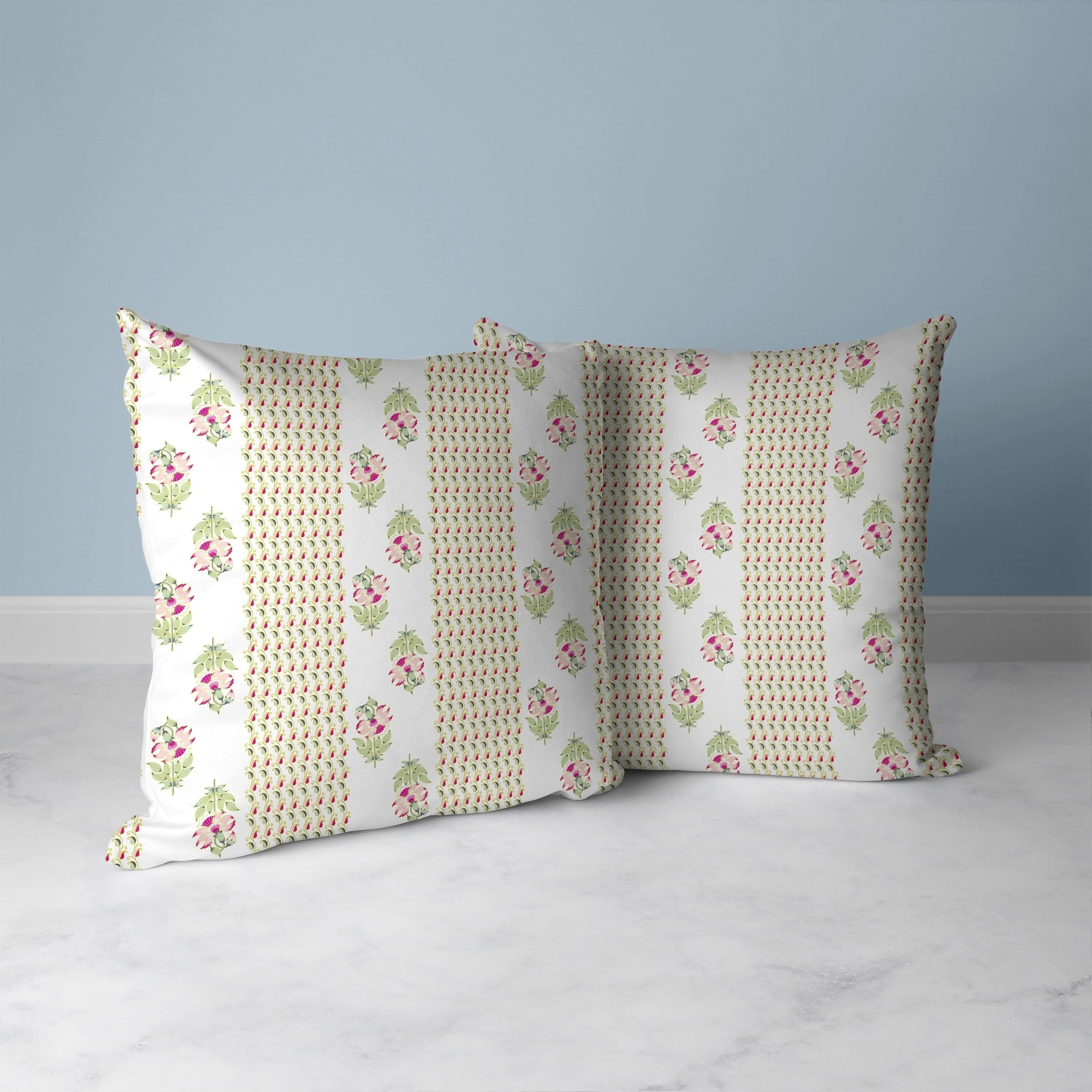 Anemone Artistry Faux Suede Reversible Throw Pillow White and Green