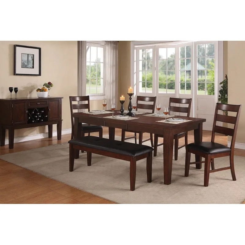 Antique Walnut Finish Solid Wood Set of 2pc Chairs Dining Chair Ladder Back Cushion Seats