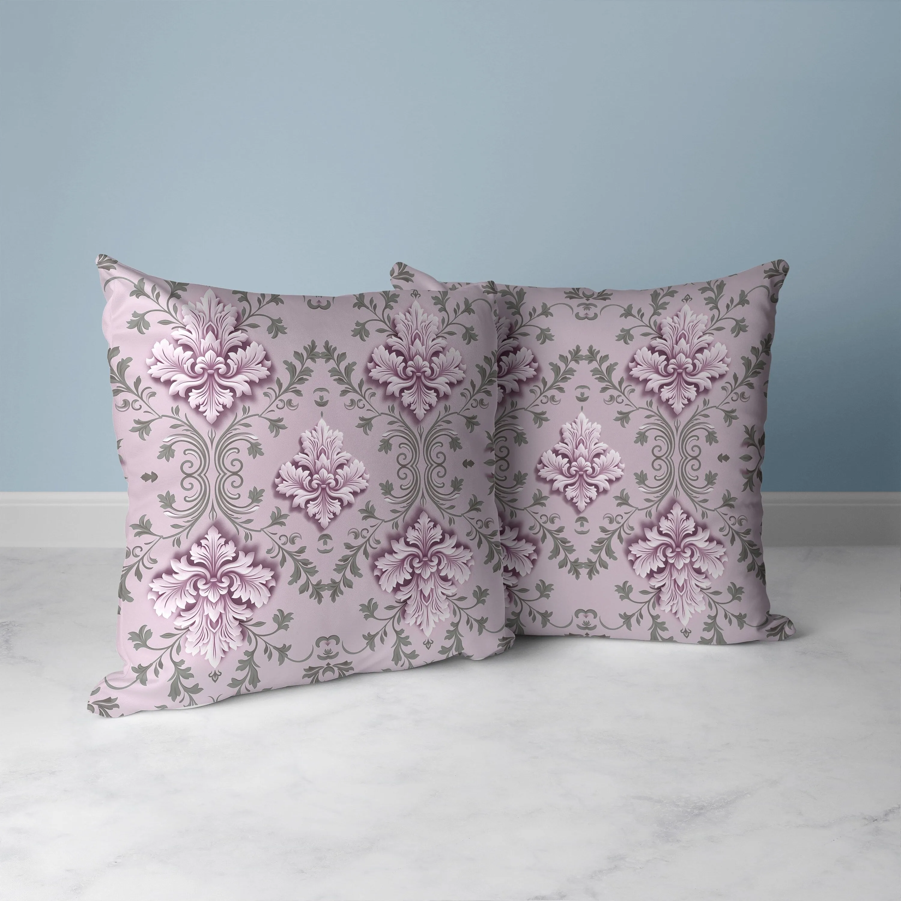 Art Deco Elegance Faux Suede Reversible Throw Pillow Pink and Grey