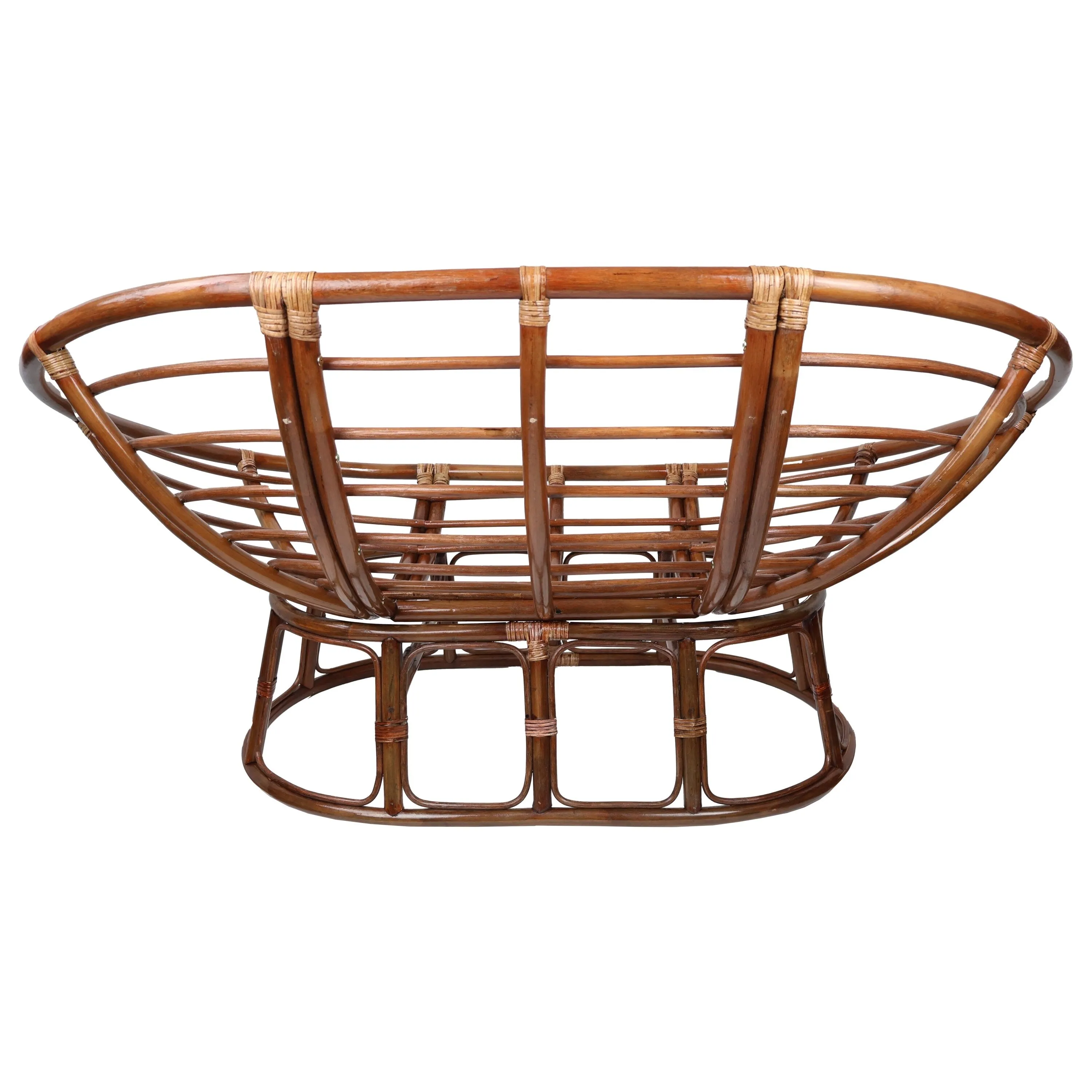 Bali Rattan Double Papasan Chair with Chenille Cushion