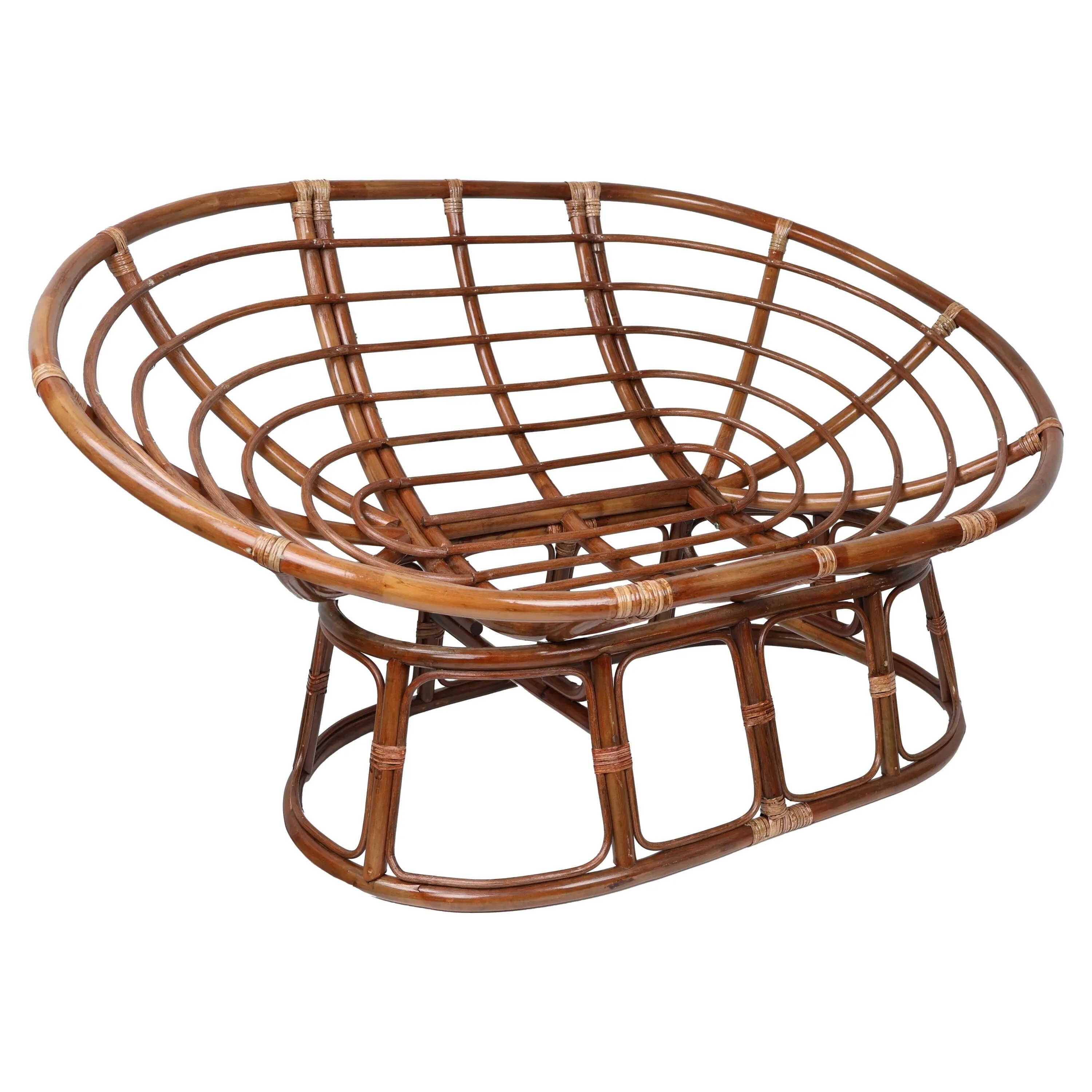 Bali Rattan Double Papasan Chair with Chenille Cushion