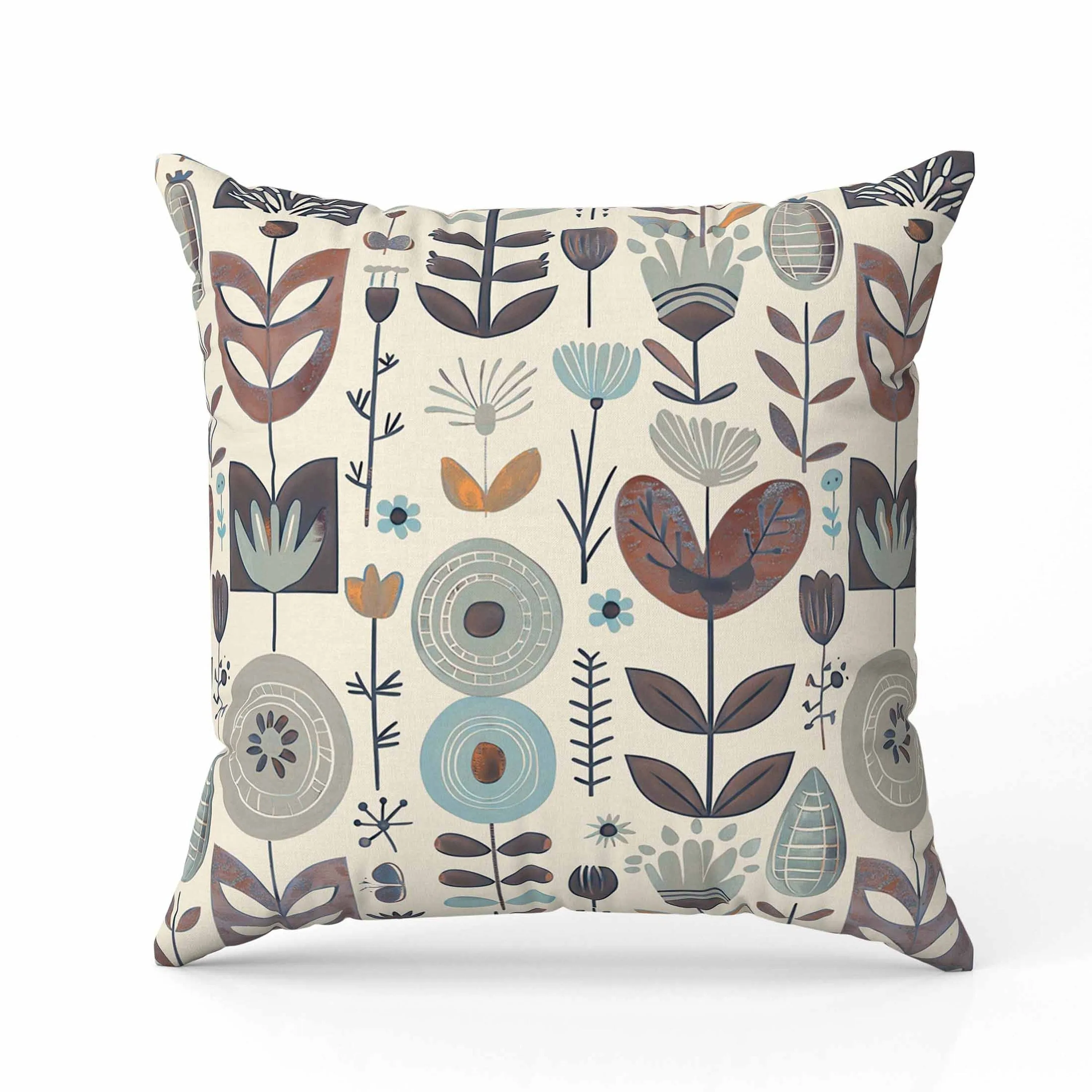Baltic Blossoms Faux Suede Reversible Throw Pillow Beige and Orange