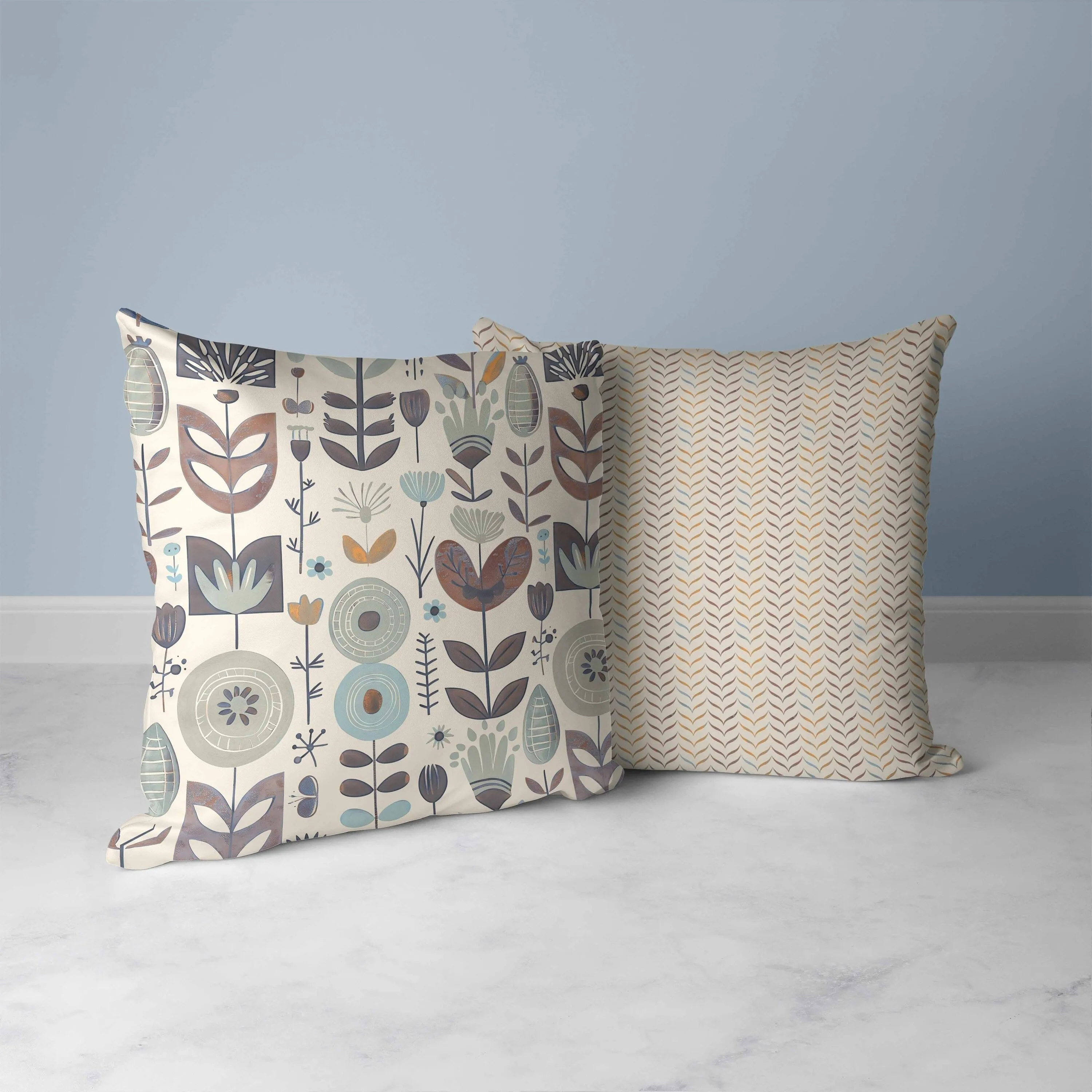 Baltic Blossoms Faux Suede Reversible Throw Pillow Beige and Orange