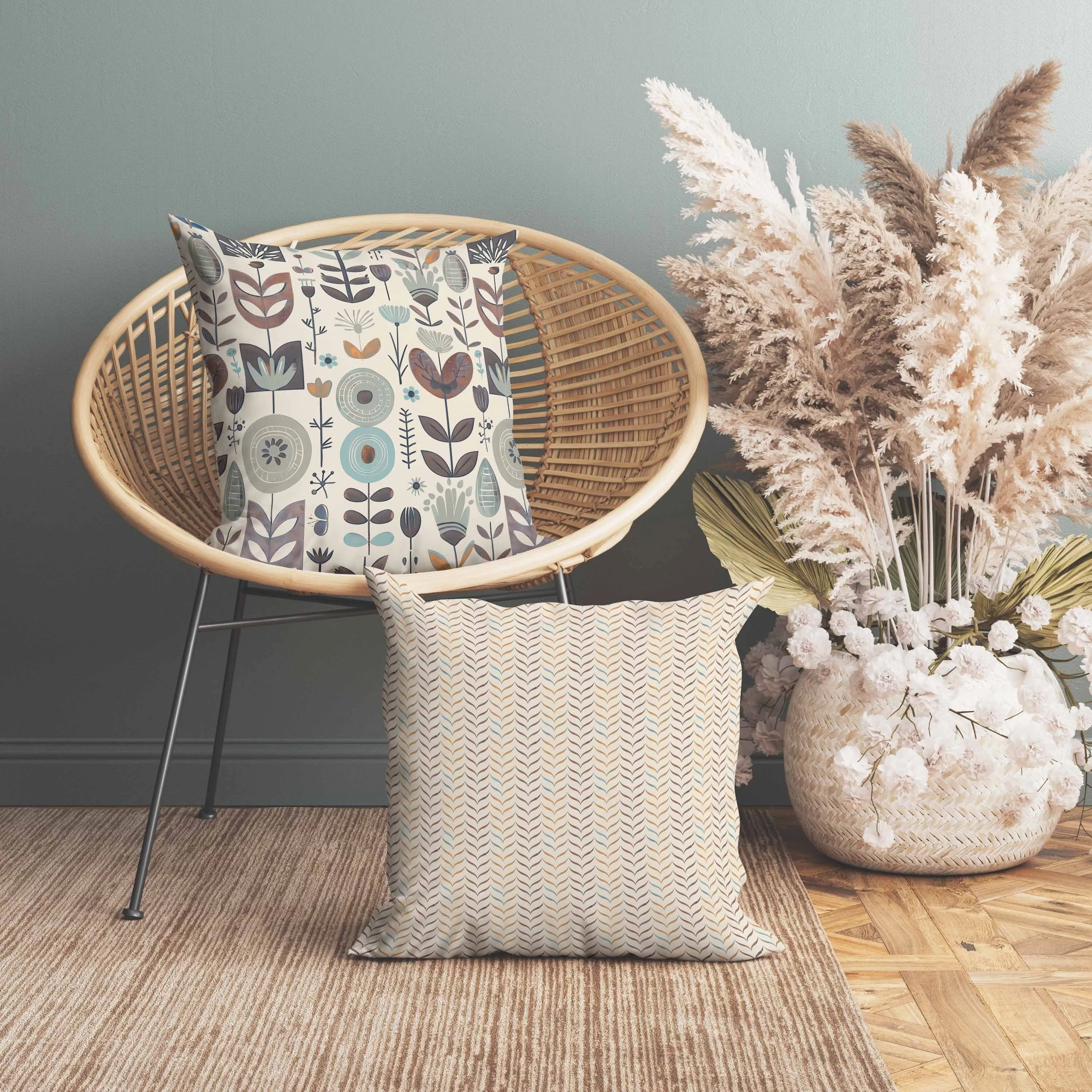 Baltic Blossoms Faux Suede Reversible Throw Pillow Beige and Orange
