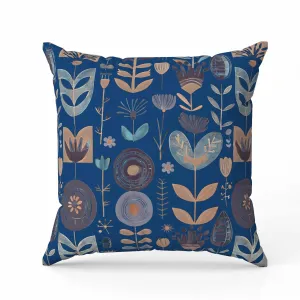 Baltic Blossoms Faux Suede Reversible Throw Pillow Blue and Beige