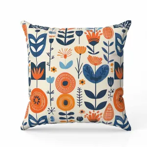 Baltic Blossoms Indoor/Outdoor Reversible Throw Pillow Beige and Orange
