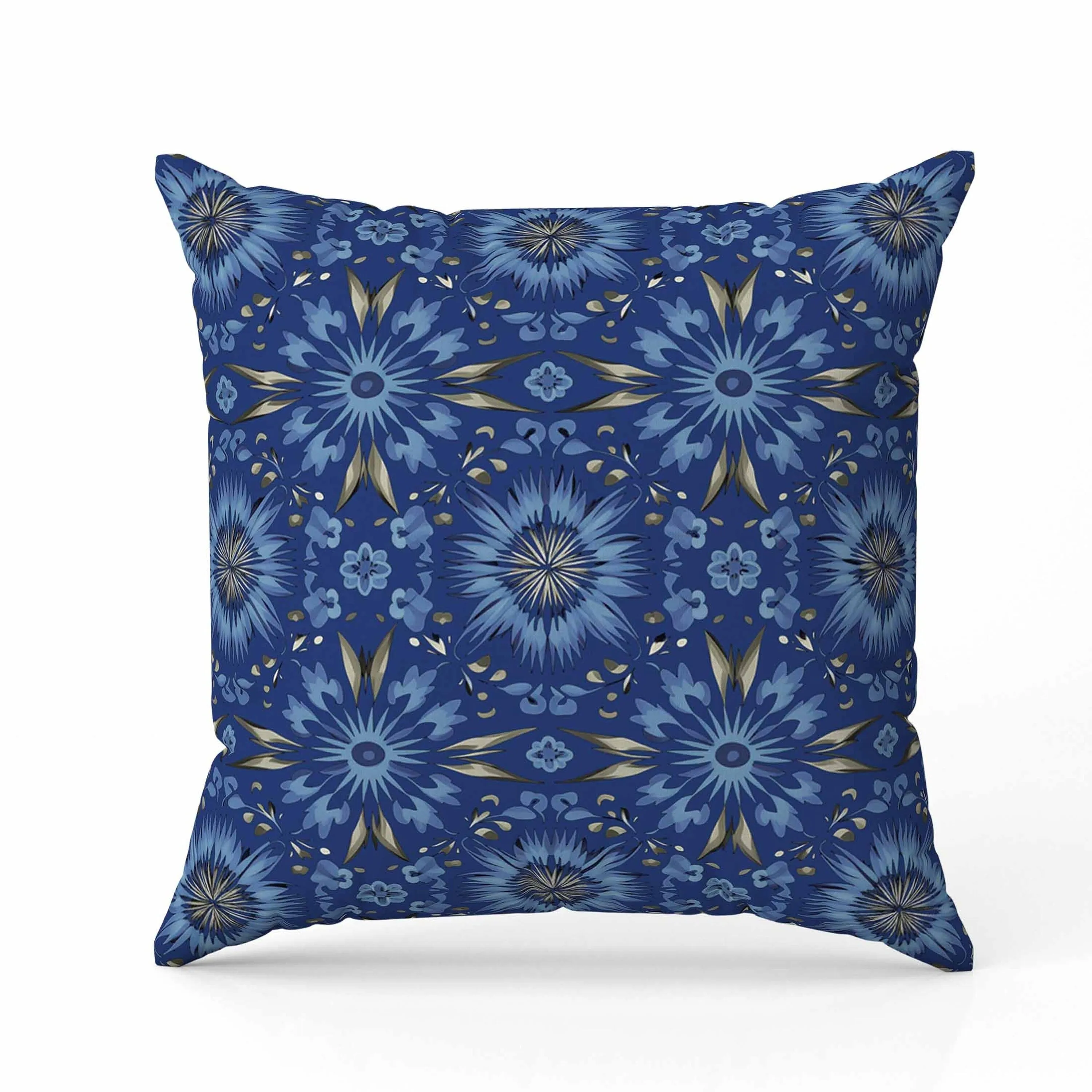 Batik Bliss Faux Suede Reversible Throw Pillow Blue and Grey