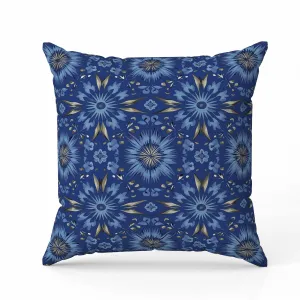 Batik Bliss Faux Suede Reversible Throw Pillow Blue and Grey