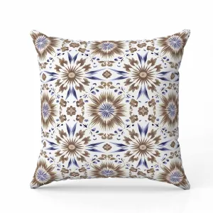 Batik Bliss Faux Suede Reversible Throw Pillow Brown and Blue
