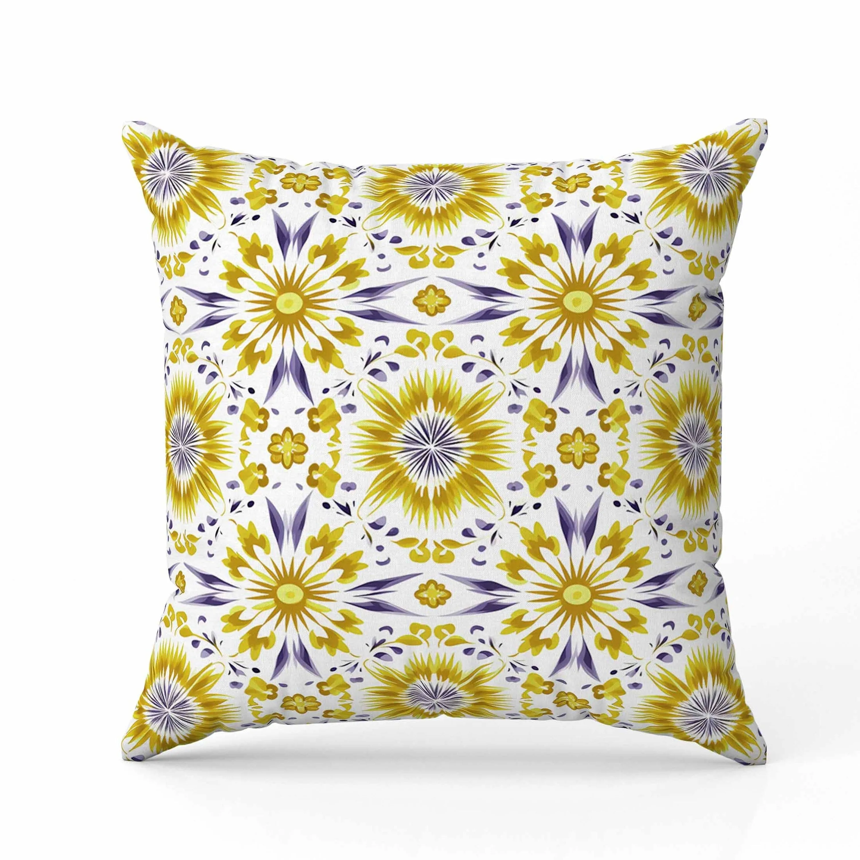 Batik Bliss Faux Suede Reversible Throw Pillow Yellow and Blue