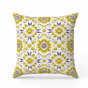Batik Bliss Faux Suede Reversible Throw Pillow Yellow and Blue