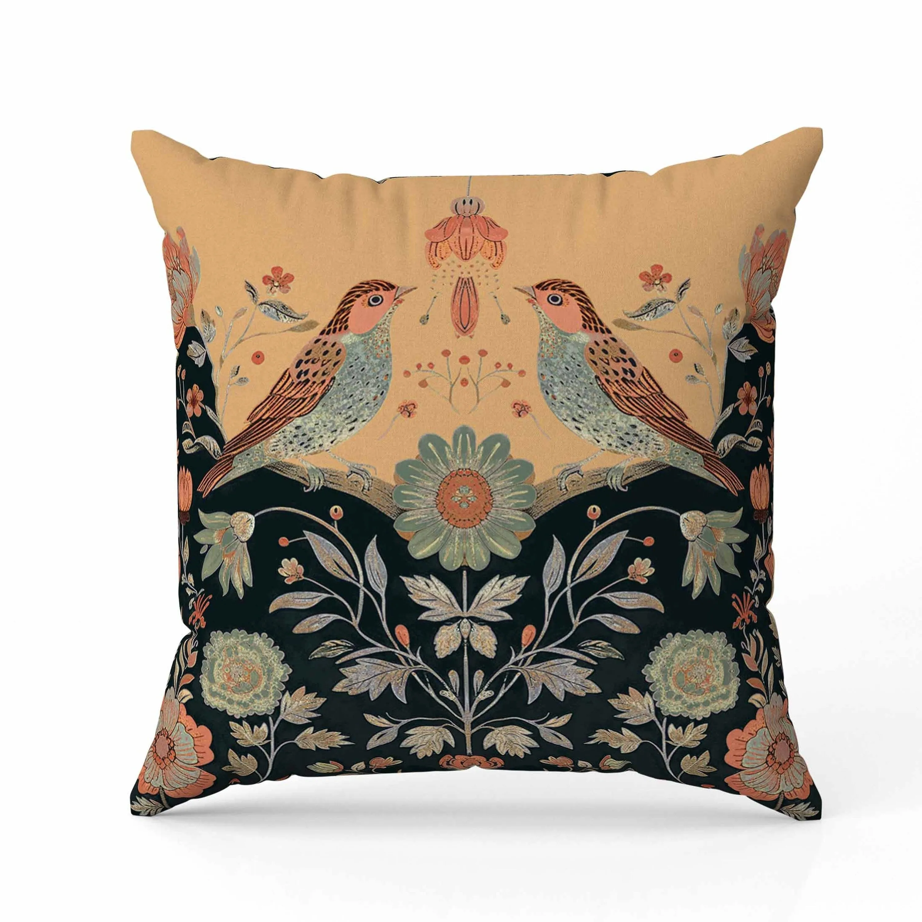Birdsong Ballet Faux Suede Reversible Throw Pillow Orange and Indigo