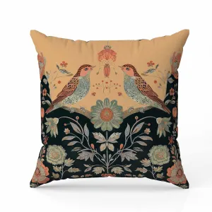 Birdsong Ballet Faux Suede Reversible Throw Pillow Orange and Indigo