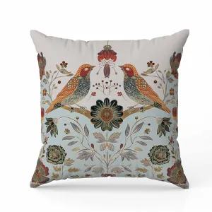 Birdsong Ballet Faux Suede Reversible Throw Pillow Teal and Orange