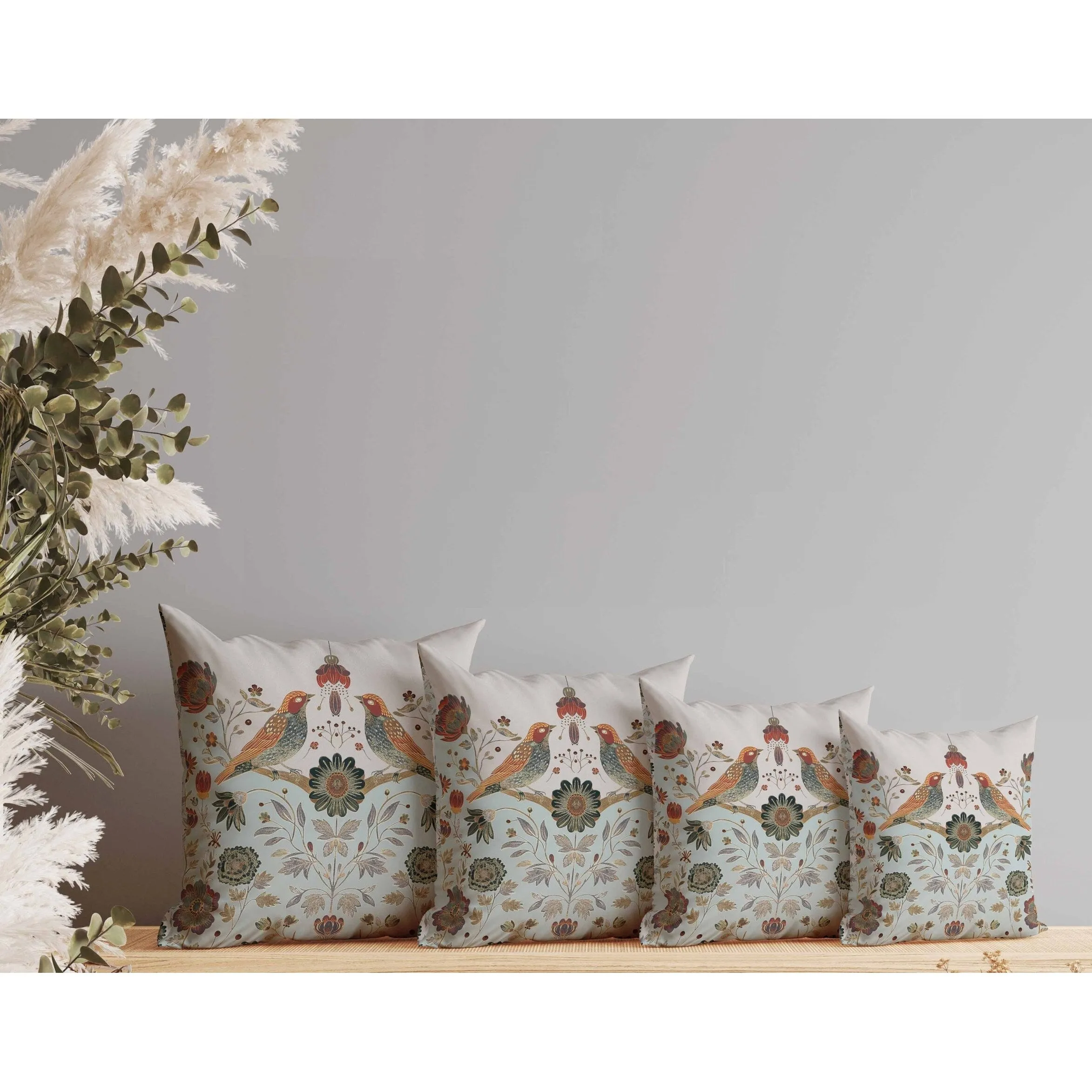 Birdsong Ballet Faux Suede Reversible Throw Pillow Teal and Orange