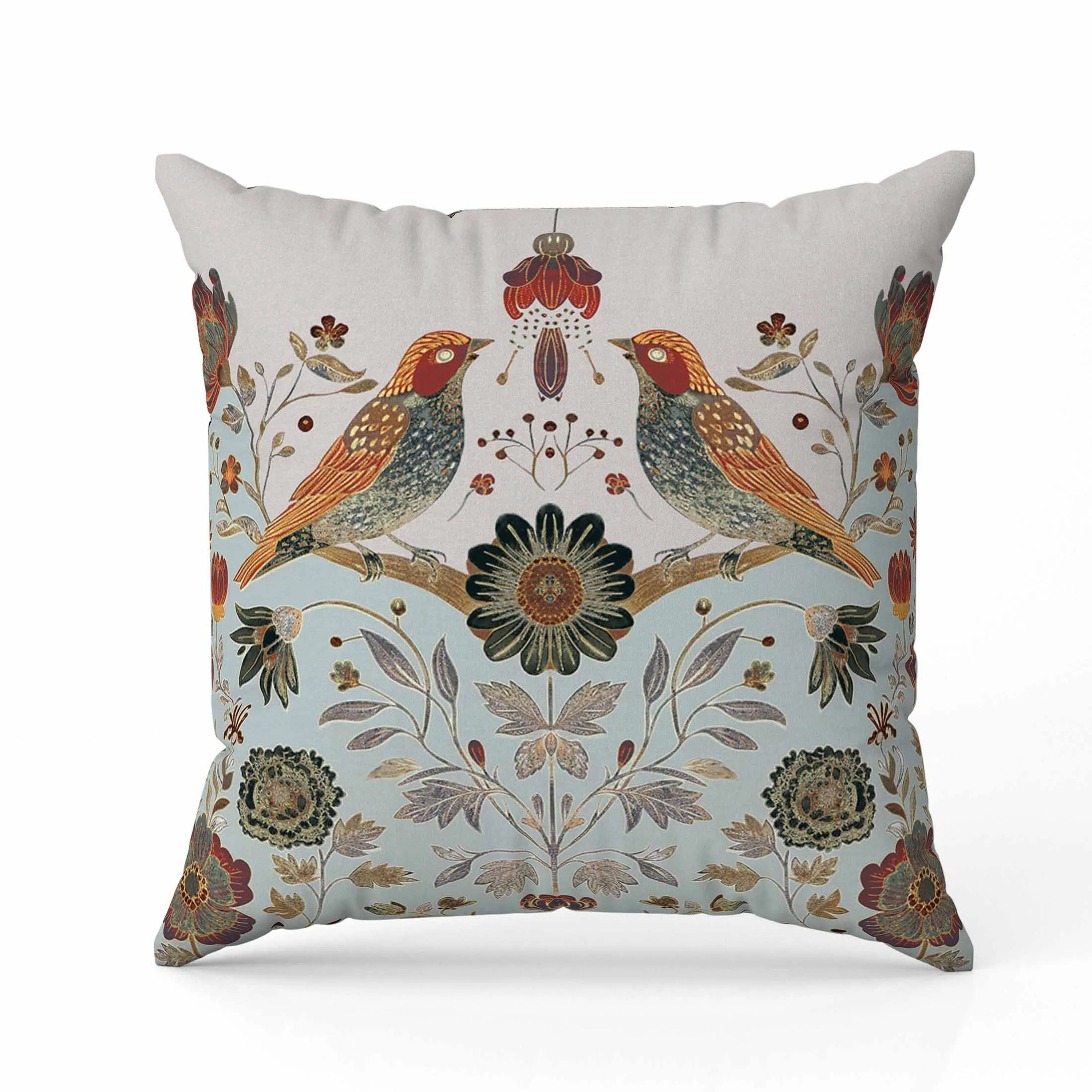 Birdsong Ballet Faux Suede Reversible Throw Pillow Teal and Orange