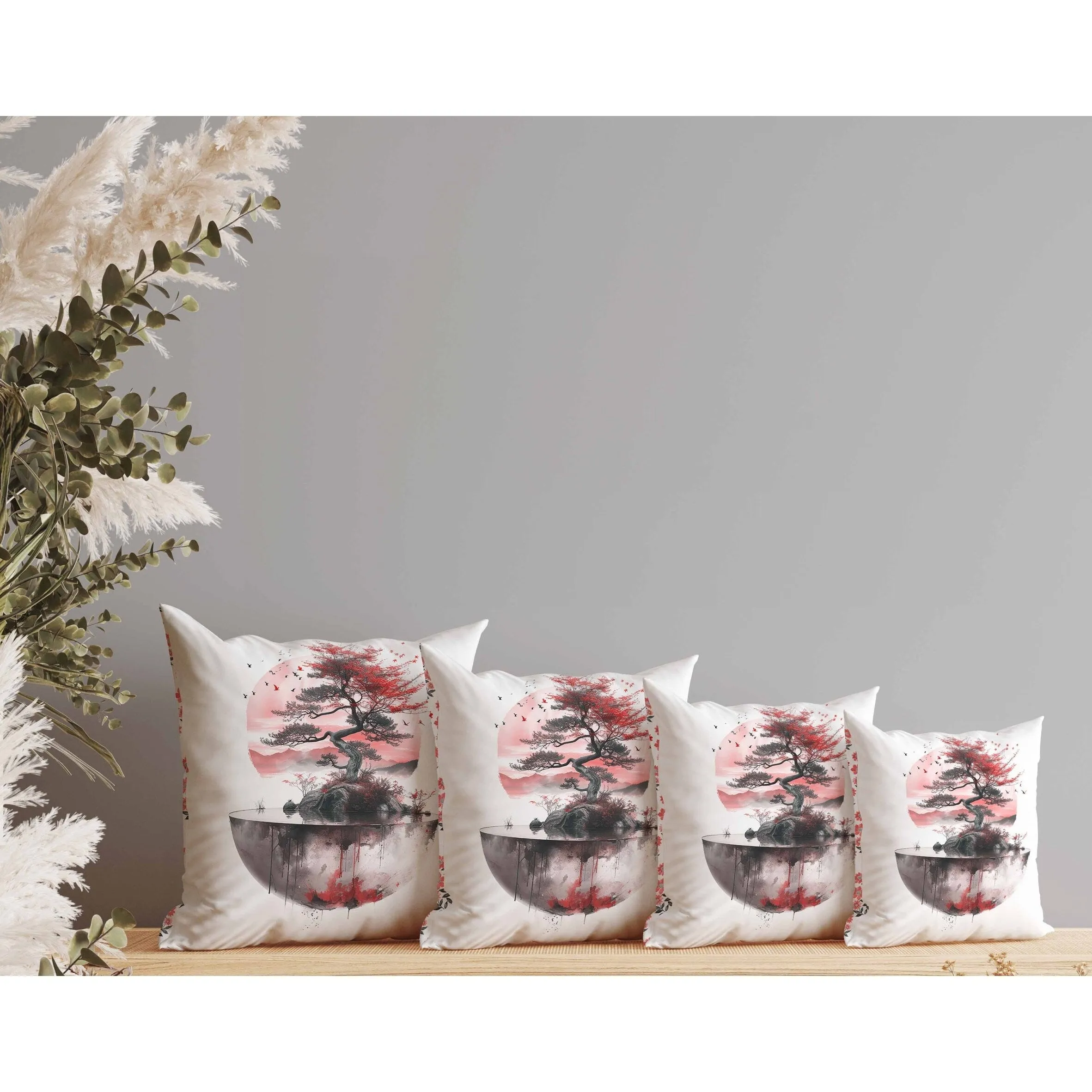 Blossom Bliss Bodhi Faux Suede Reversible Throw Pillow Pink and Red