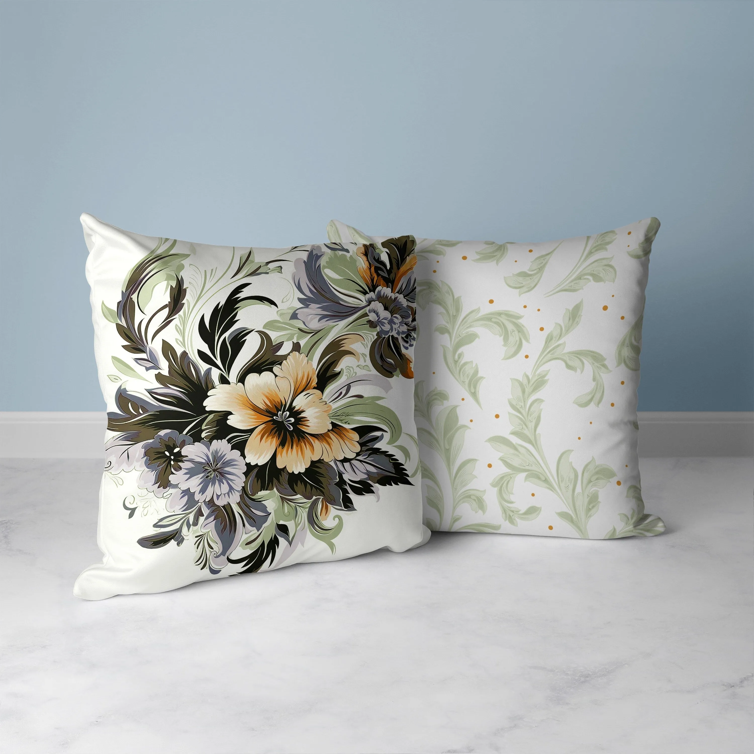 Botanic Bliss Faux Suede Reversible Throw Pillow Olive and Green