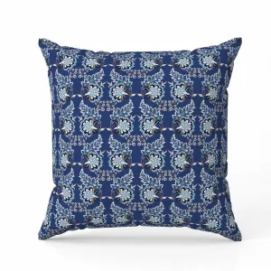 Botanical Bouquet Faux Suede Reversible Throw Pillow Blue and Silver