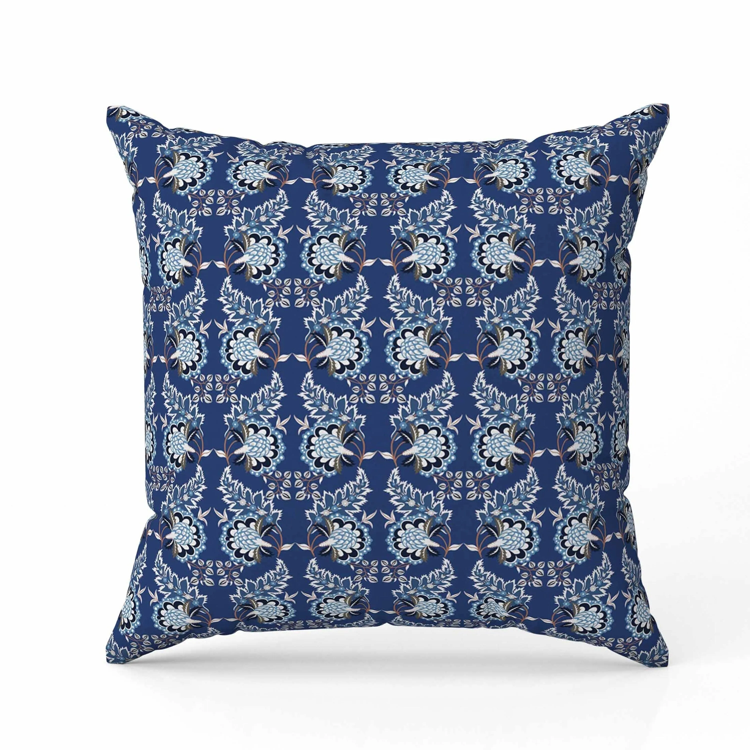 Botanical Bouquet Faux Suede Reversible Throw Pillow Blue and Silver