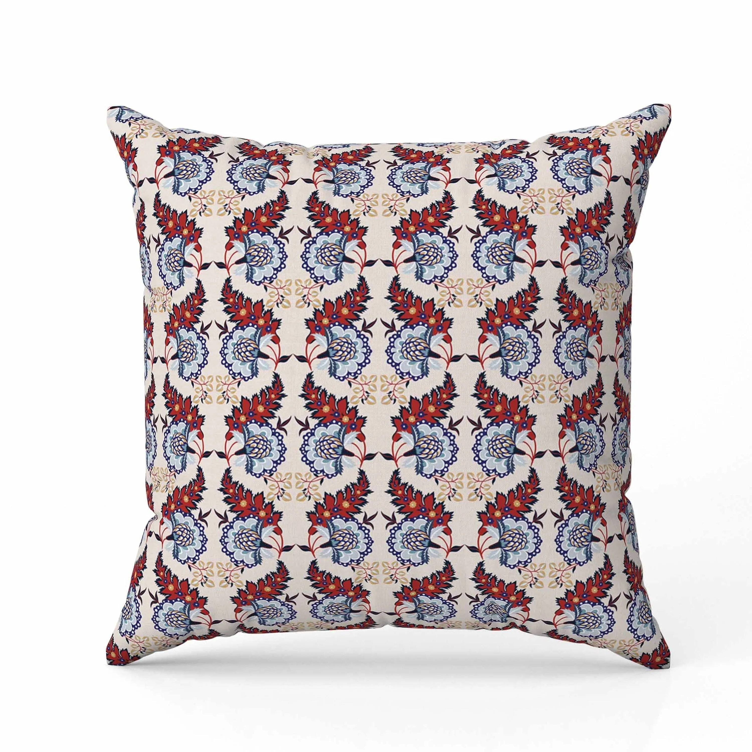 Botanical Bouquet Faux Suede Reversible Throw Pillow Red and Blue