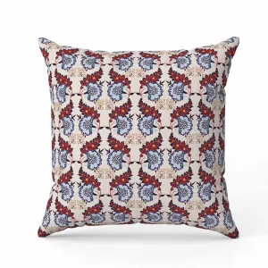 Botanical Bouquet Faux Suede Reversible Throw Pillow Red and Blue