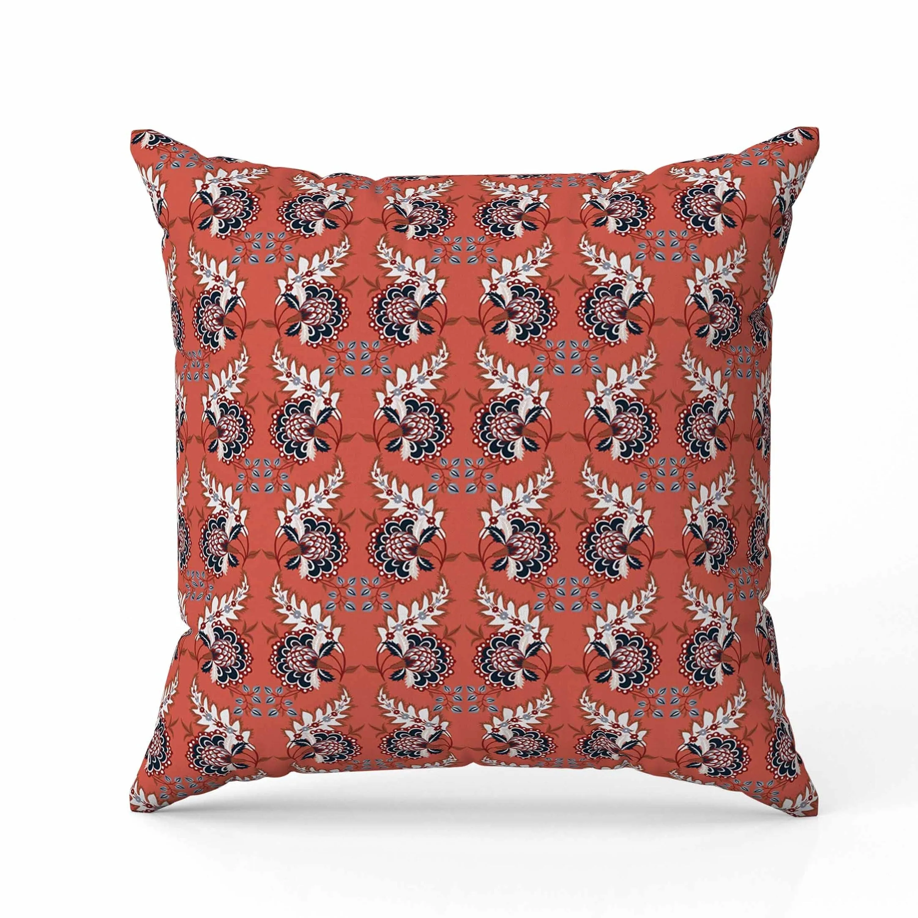 Botanical Bouquet Faux Suede Reversible Throw Pillow Red and Dark