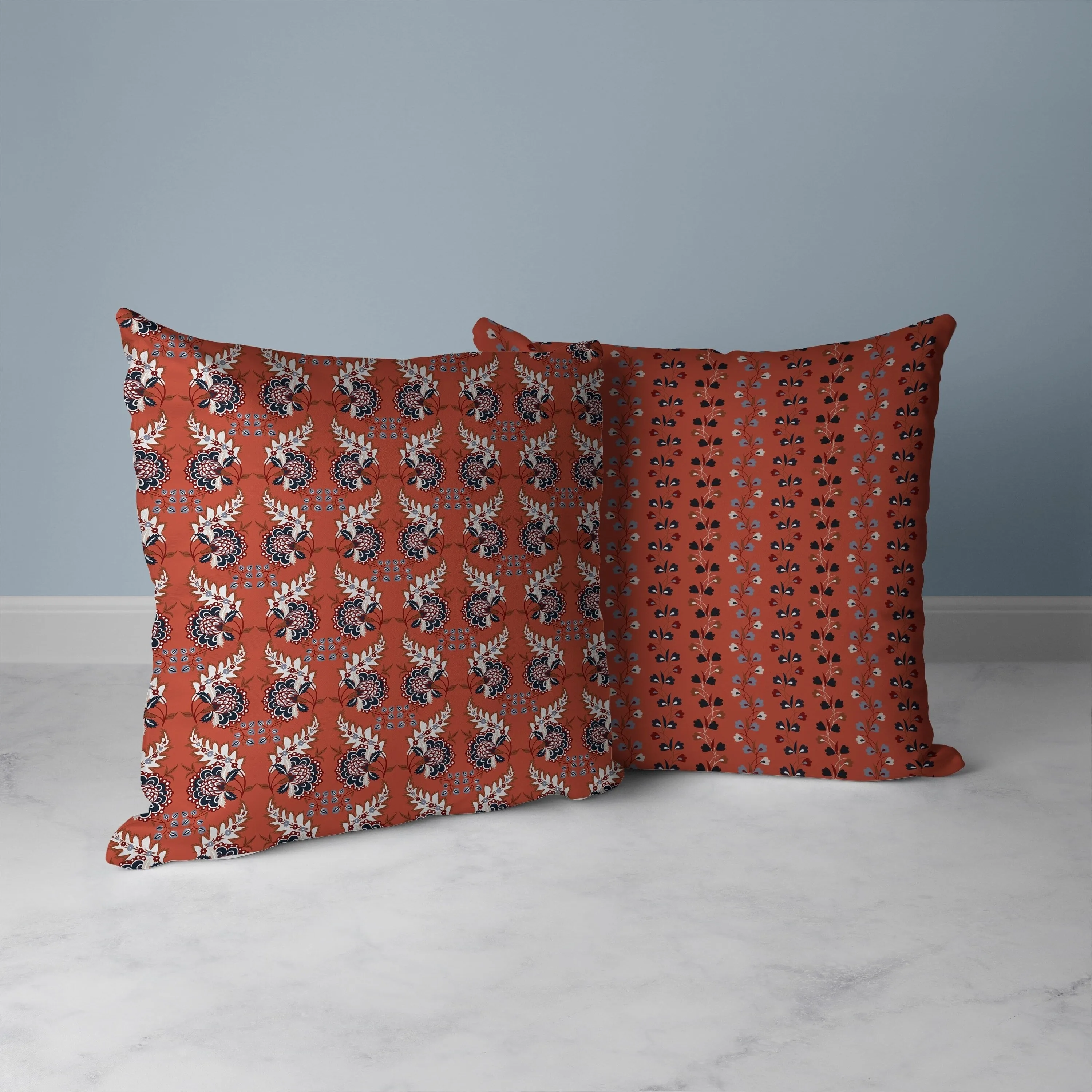 Botanical Bouquet Faux Suede Reversible Throw Pillow Red and Dark