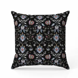 Breezy Botanicals Faux Suede Reversible Throw Pillow Black and Pink