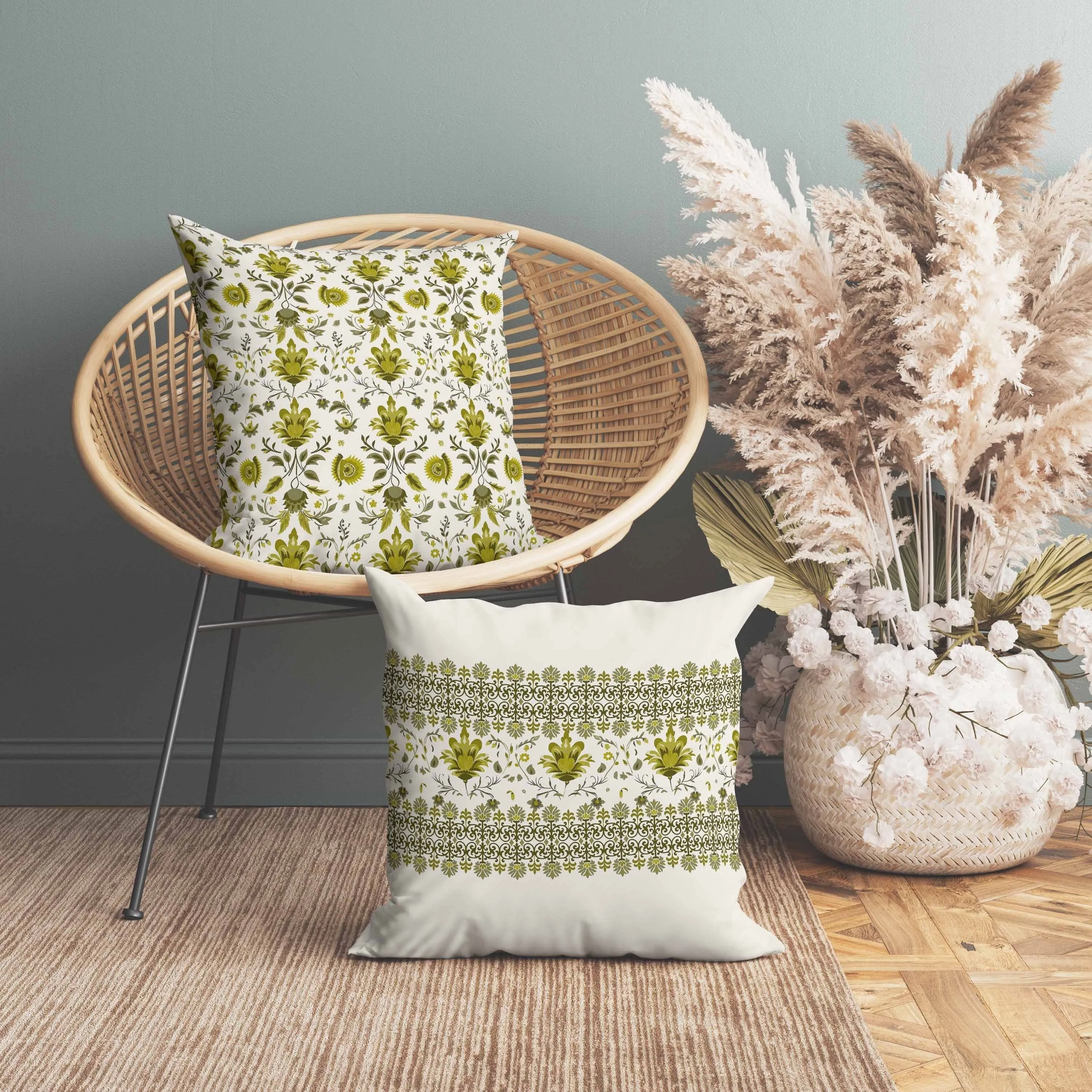 Breezy Botanicals Faux Suede Reversible Throw Pillow Green