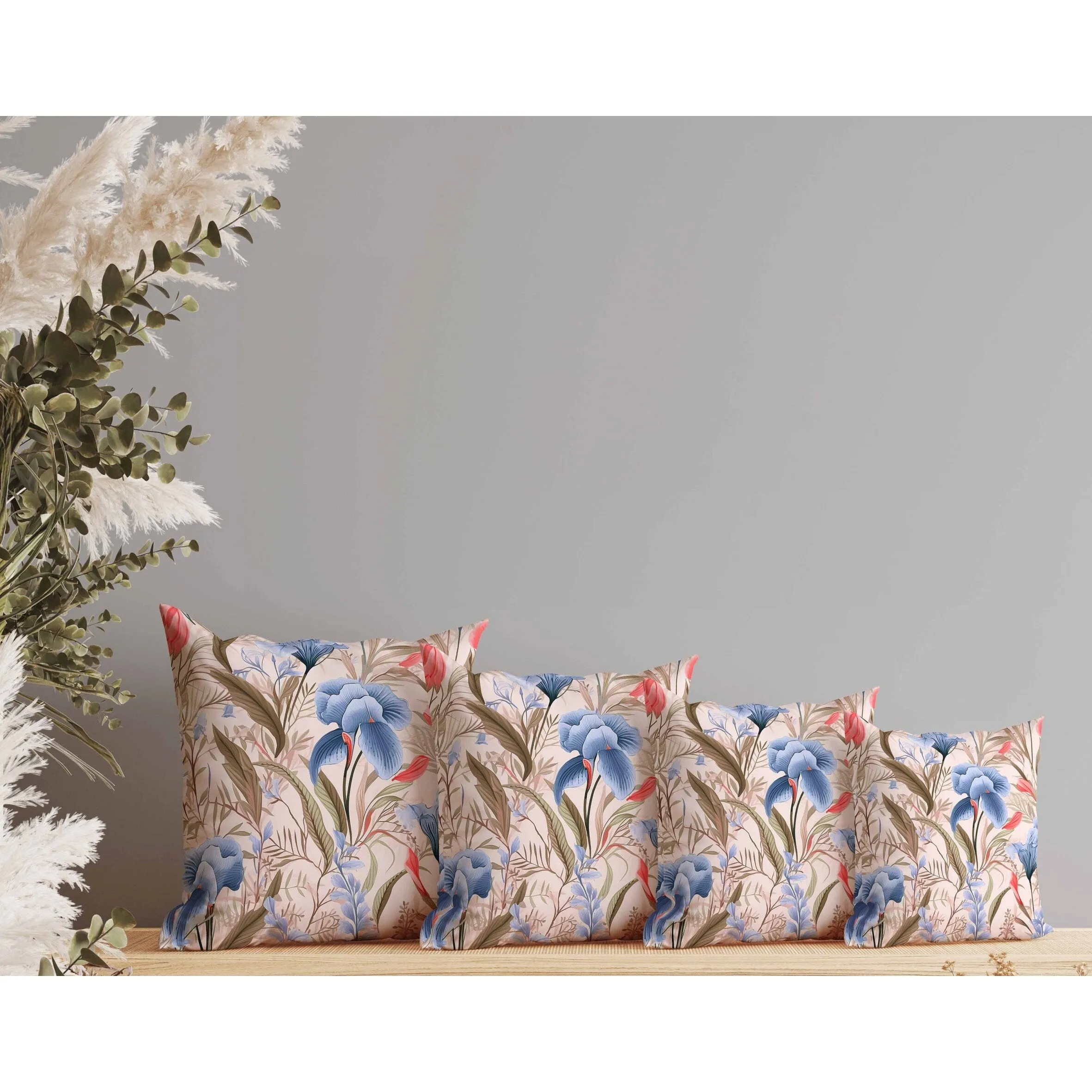 Breezy Buds Faux Suede Reversible Throw Pillow Pink and Blue