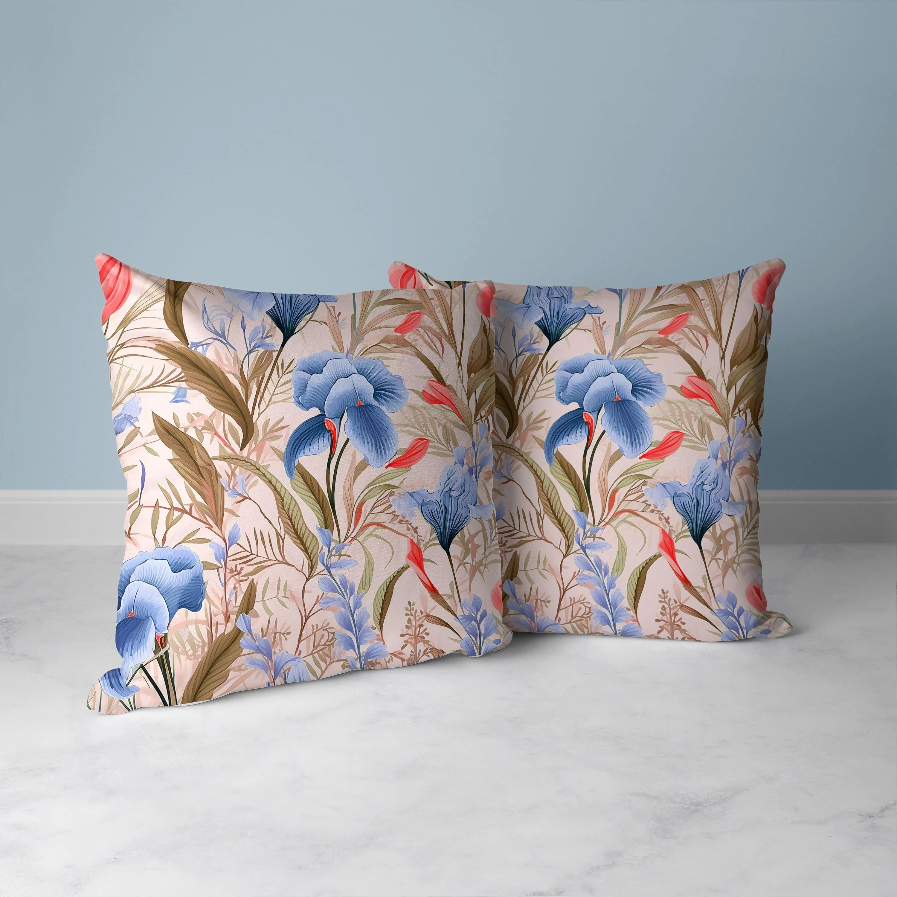Breezy Buds Faux Suede Reversible Throw Pillow Pink and Blue