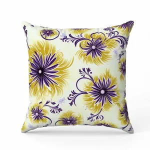 Breezy Flowers Faux Suede Reversible Throw Pillow Yellow and Purple