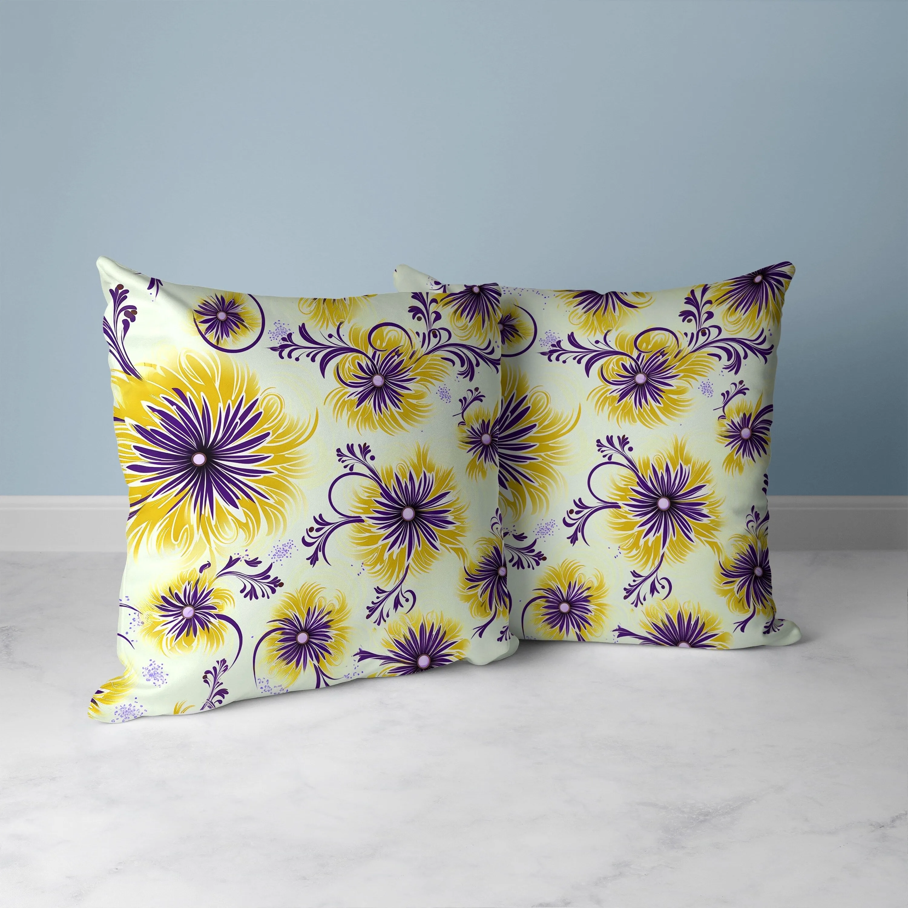 Breezy Flowers Faux Suede Reversible Throw Pillow Yellow and Purple